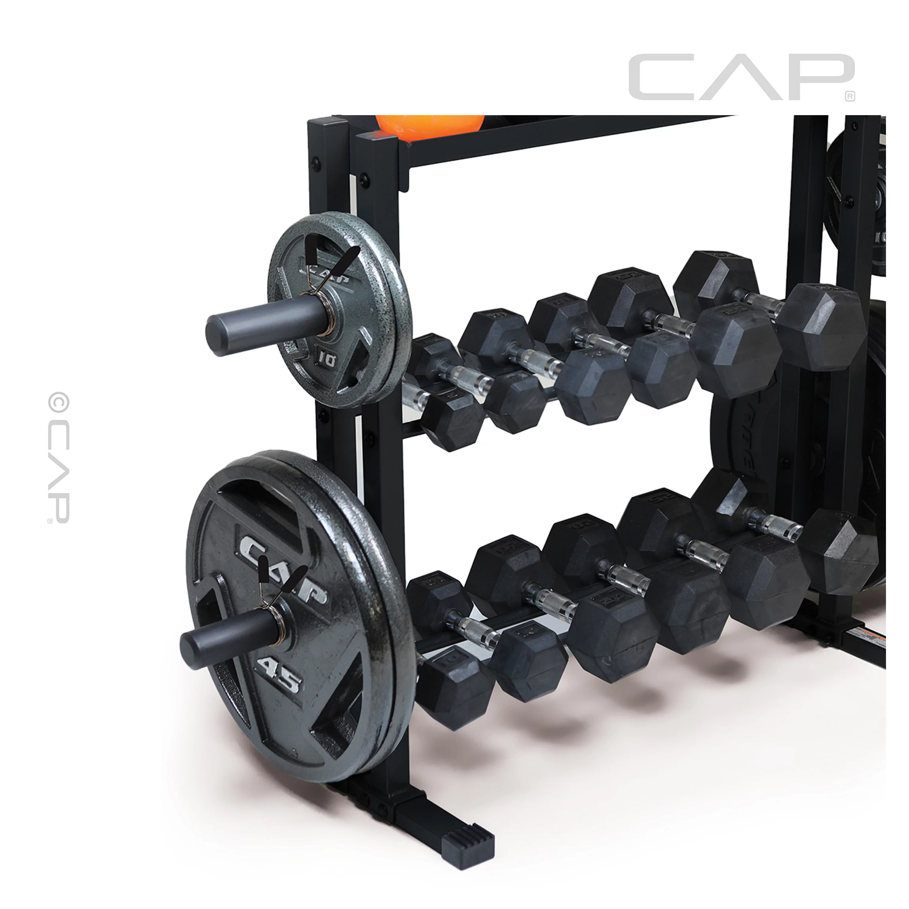 CAP 3-Tier Storage Rack for Kettlebells, Dumbbells & Olympic Weight Plates - Womvr