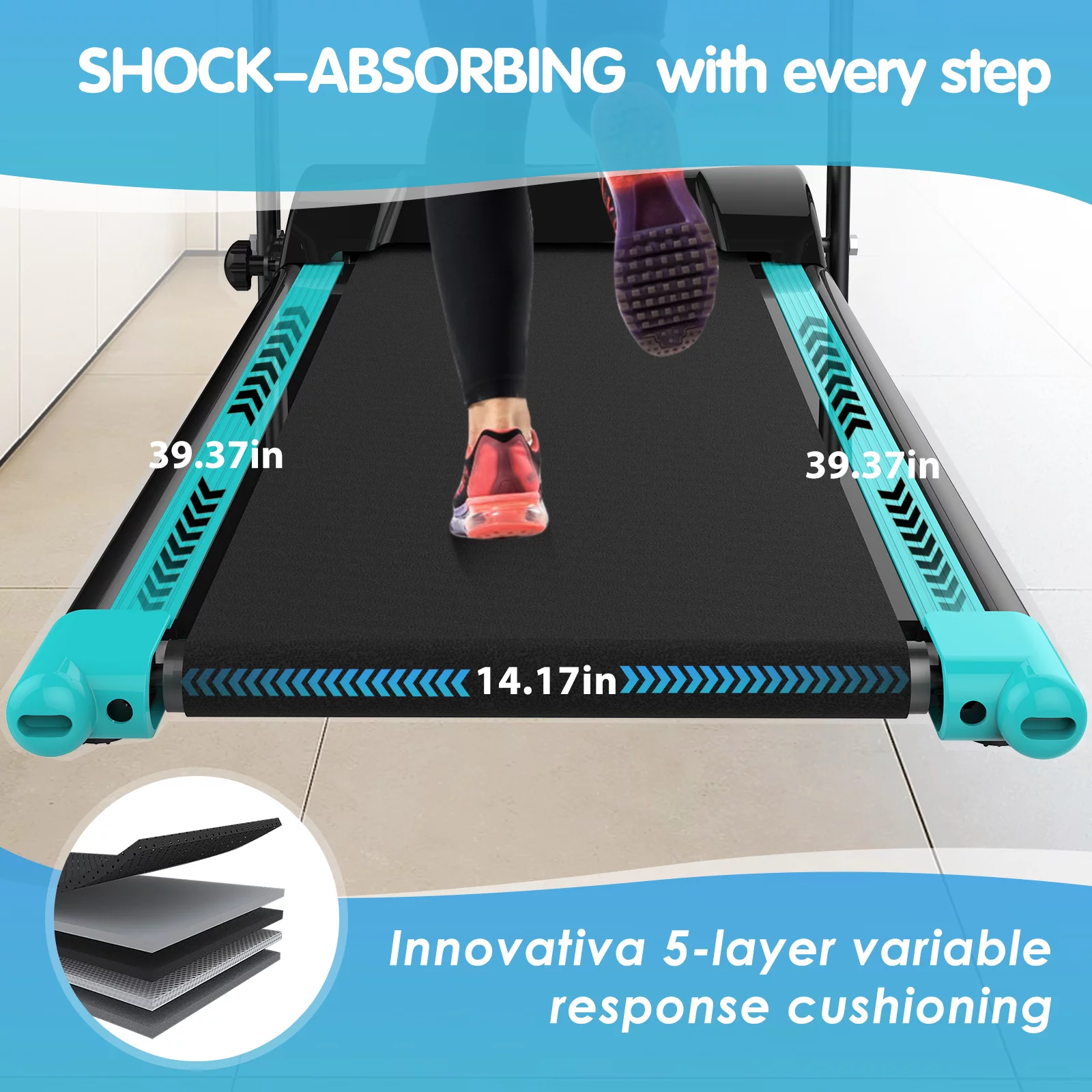 OBENSKY 1000W Portable Foldable Treadmill, Running Jogging Quiet Fitness Machine/Black - Womvr