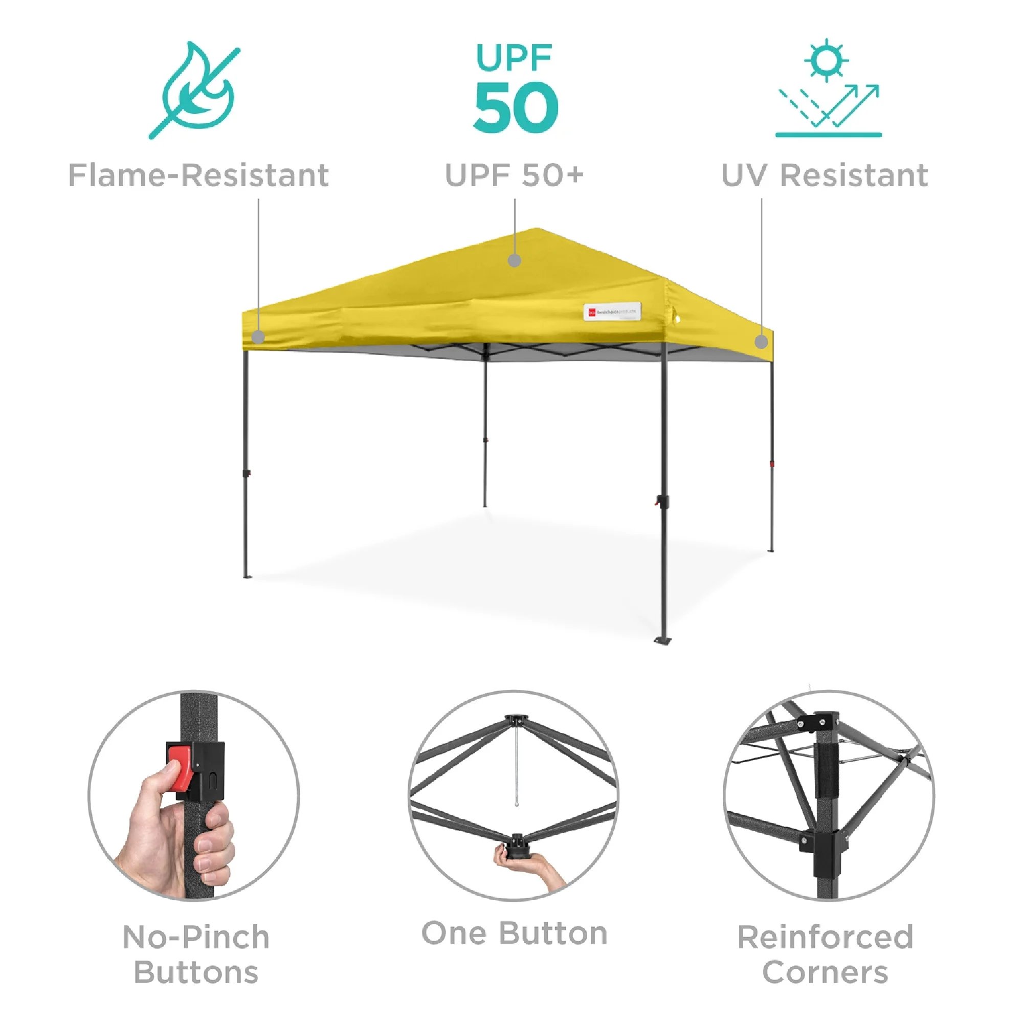 Best Choice Products 10x10ft Easy Setup Pop Up Canopy w/ 1-Button Setup, Wheeled Case, 4 Weight Bags - Cerulean - Womvr