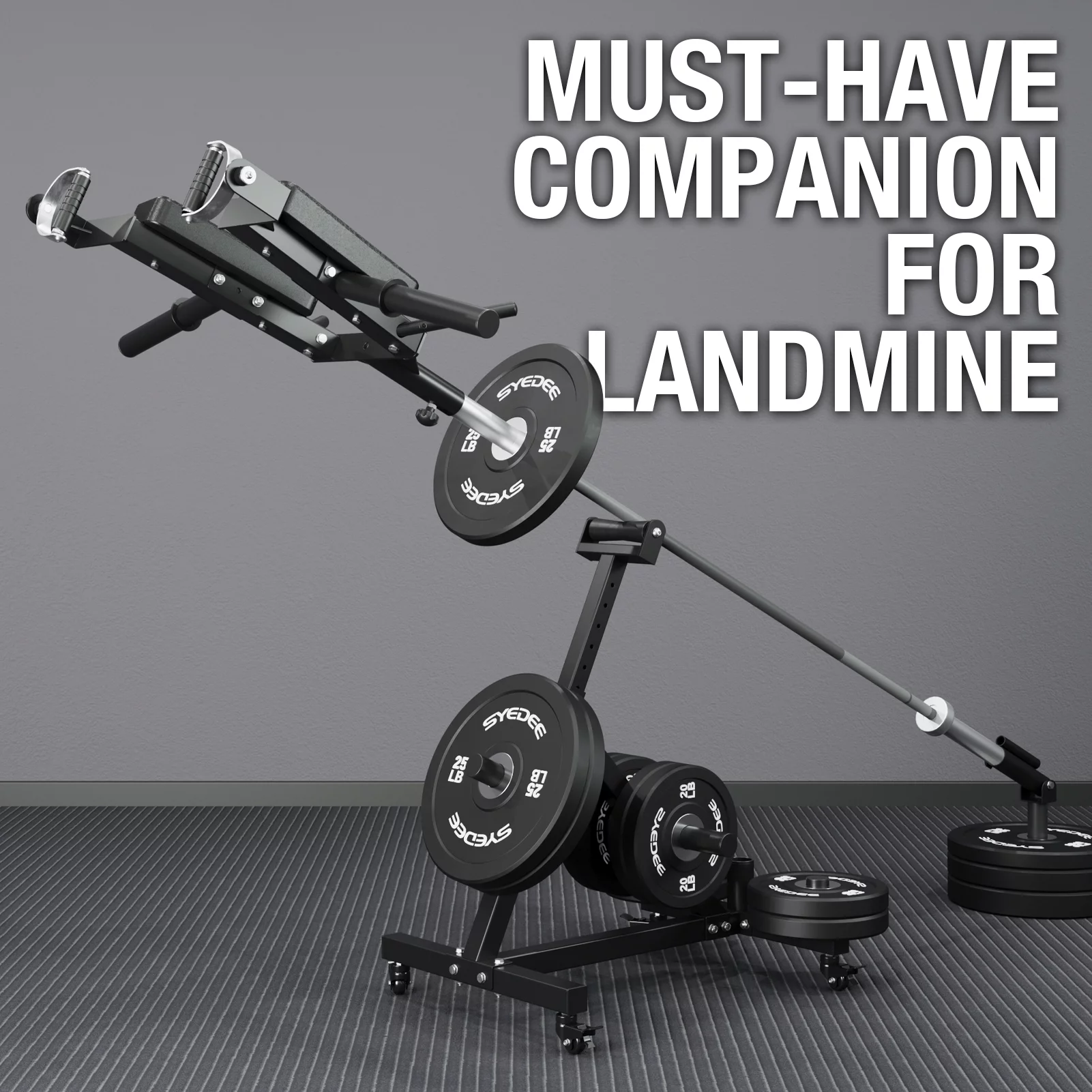 syedee Landmine Squat Attachment, Heavy-Duty T-Bar Row Machine with Viking Press, Fits 2-inch Olympic Barbell for Shoulder Press, Rowing - Womvr