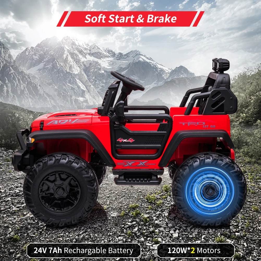 OUTOP Kids 24V Ride on Car with Electric Remote Control Dual Drive Power Ride on Toys 2 Seats SUV Truck Wheels Vehicle - Womvr