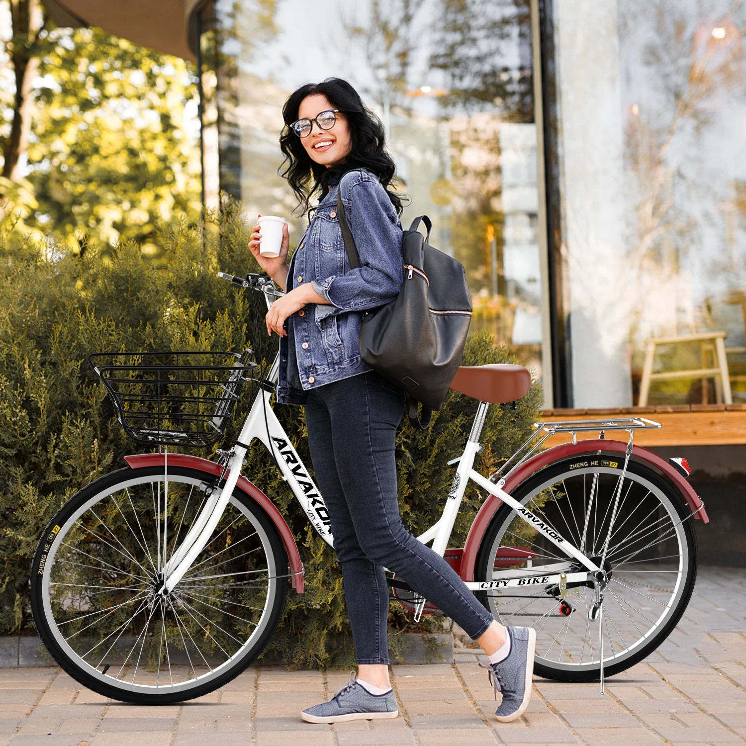 ARVAKOR 26 Inch Women Bike, Classic Bicycle Retro Bicycle, Cruiser Bike, Beige - Womvr