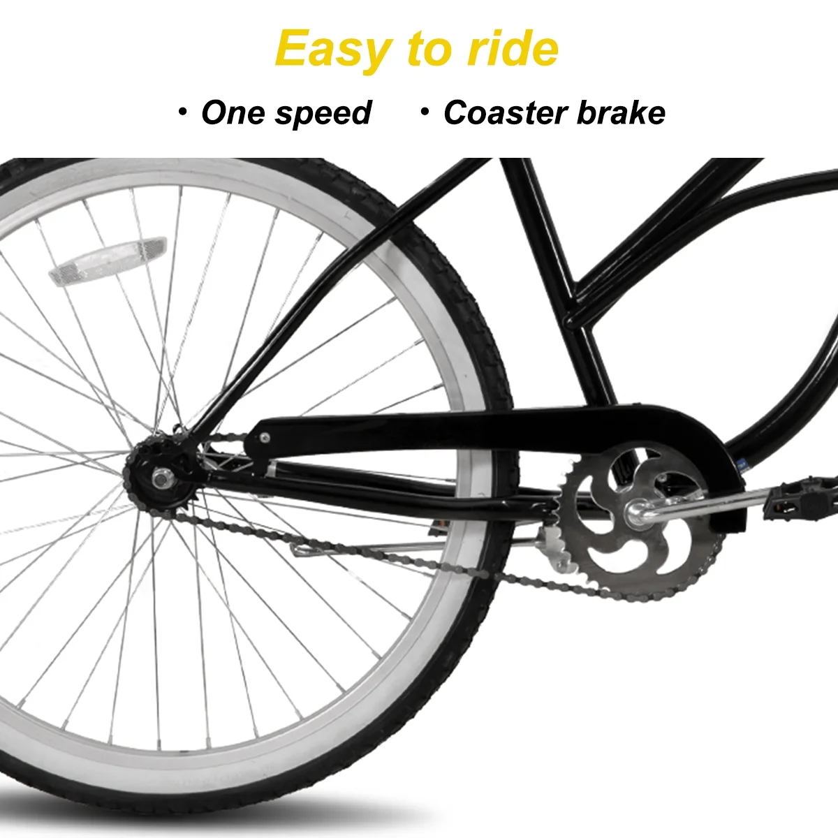 Hiland 26 inch Women's Men's Beach Cruiser Bike Bicycle Red Black Blue - Womvr