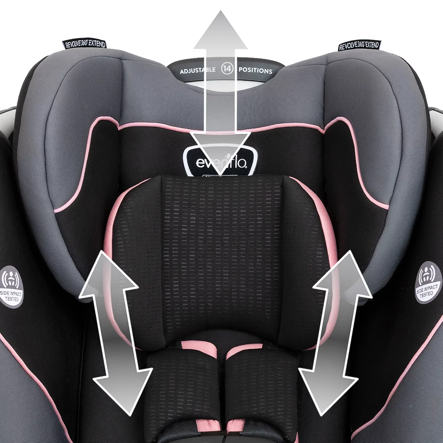 Evenflo Revolve360 Rotational All-In-One Convertible Car Seat (Amherst Gray) - Womvr