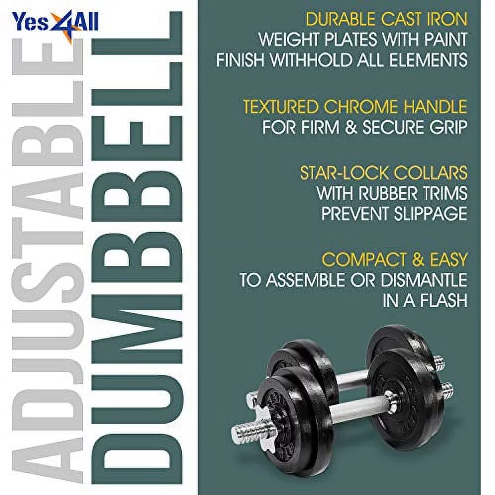 Yes4All 100 lbs Adjustable Dumbbells + Dumbbell Connector, Combo/Set - Womvr