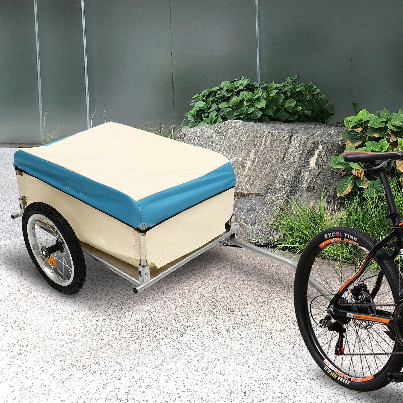 Bike Cargo Trailer with Universal Bicycle Coupler Foldable Bicycle Cart Wagon 50kg - Womvr
