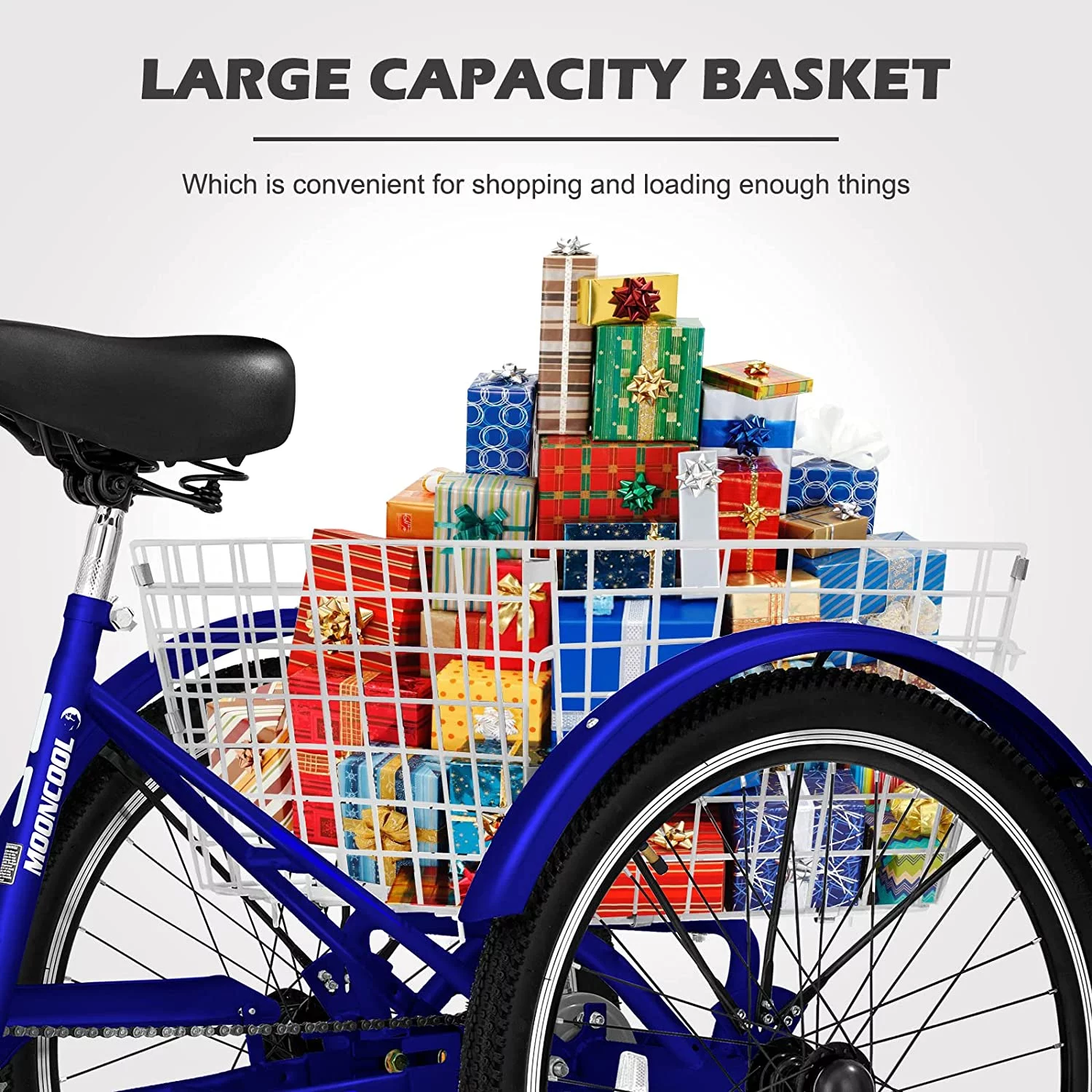 MOONCOOL Adult Tricycles, 3 Wheel 7 Speed Trikes, 20/24/26 inch Adult Trikes 3 Wheeled Bike with Basket for Seniors, Women, Men - Womvr