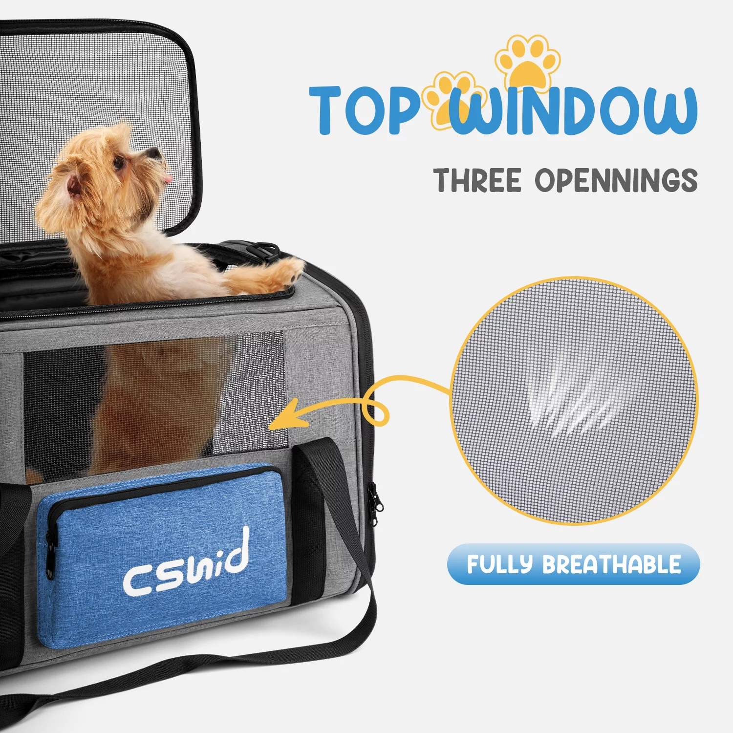 Cat Carrier, Soft Sided Cat Carriers for Large Small Medium Dogs Cats Under 25lbs, Foldable Pet Travel Carrier with a Bowl/Washable Pad, TSA Airline Approved, Blue - Womvr