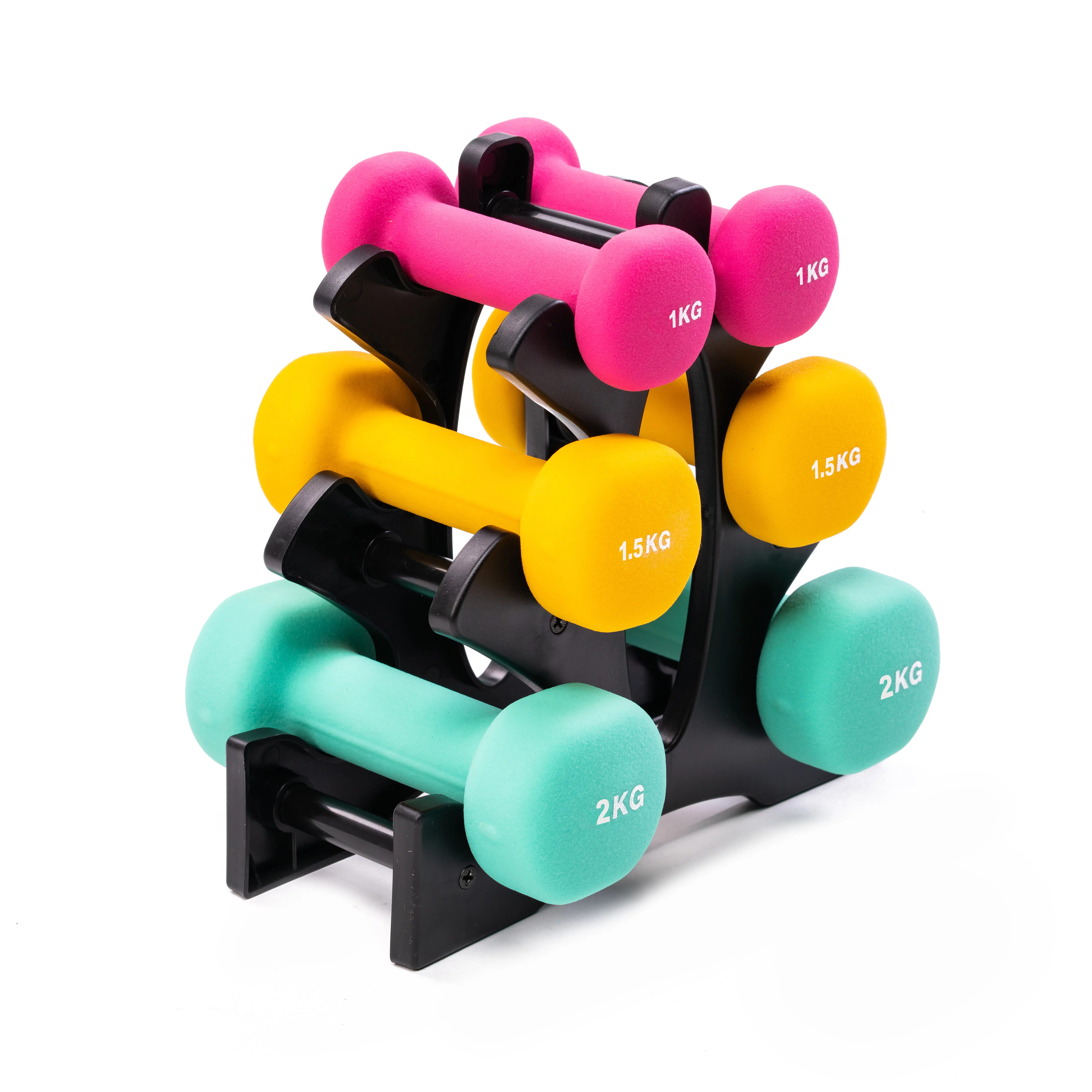PRISP Dumbbells Set with Rack, 3 Pairs of Neoprene Free Weights with Stand - Womvr