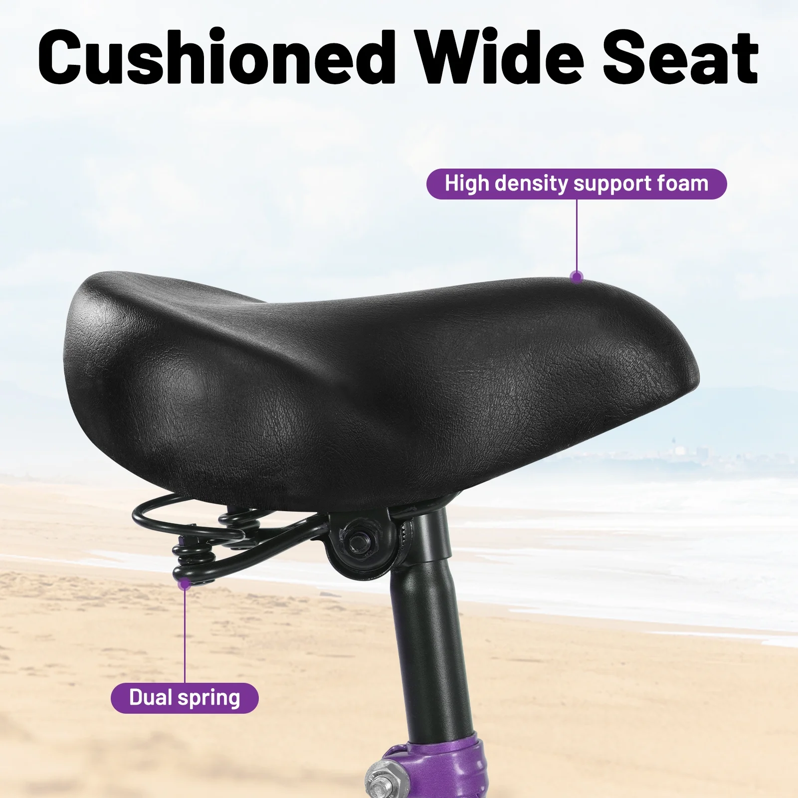 FIXTECH 7 Speed Foldable Comfort Cruiser Bike, 26 inch with Basket for Women and Girls, White - Womvr