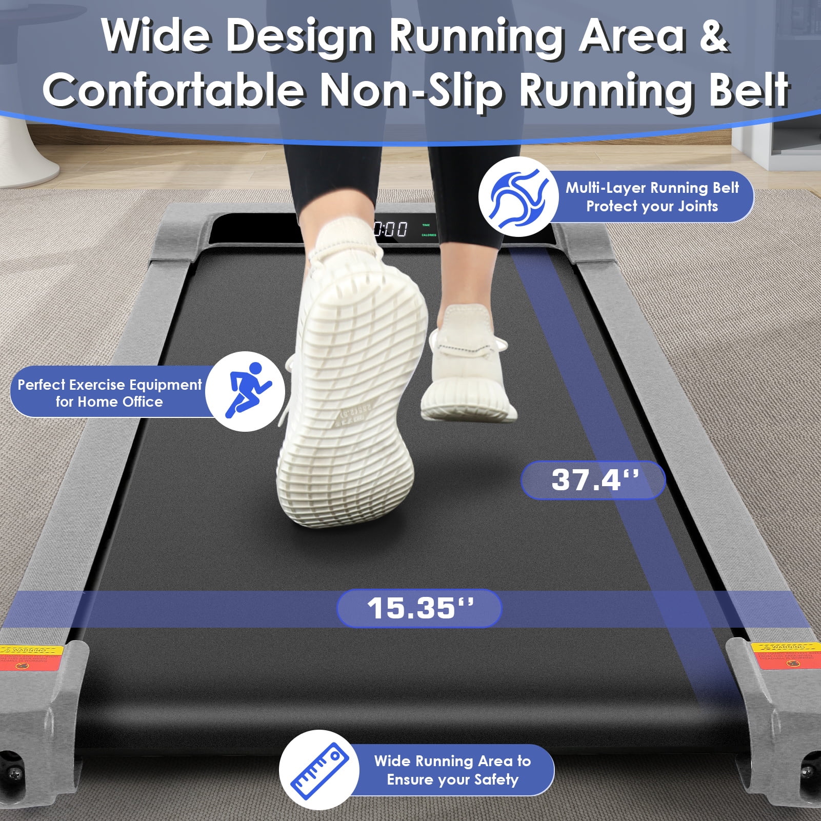 Tikmboex 2.5HP Under Desk Treadmill with LED Display Wireless Remote Control .Quiet & Compact Walking Pad for Home Office - Womvr