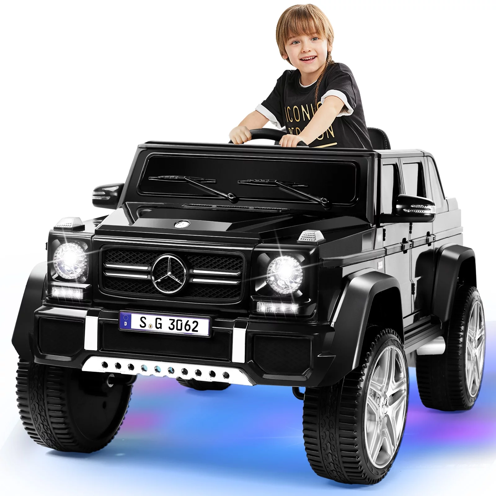 JOYLDIAS 12V Mercedes-Benz G650S Kids Ride On Car Electric Toy w/Remote Control, 3 Speeds, LED Lights, Bluetooth, Music(Pink) - Womvr