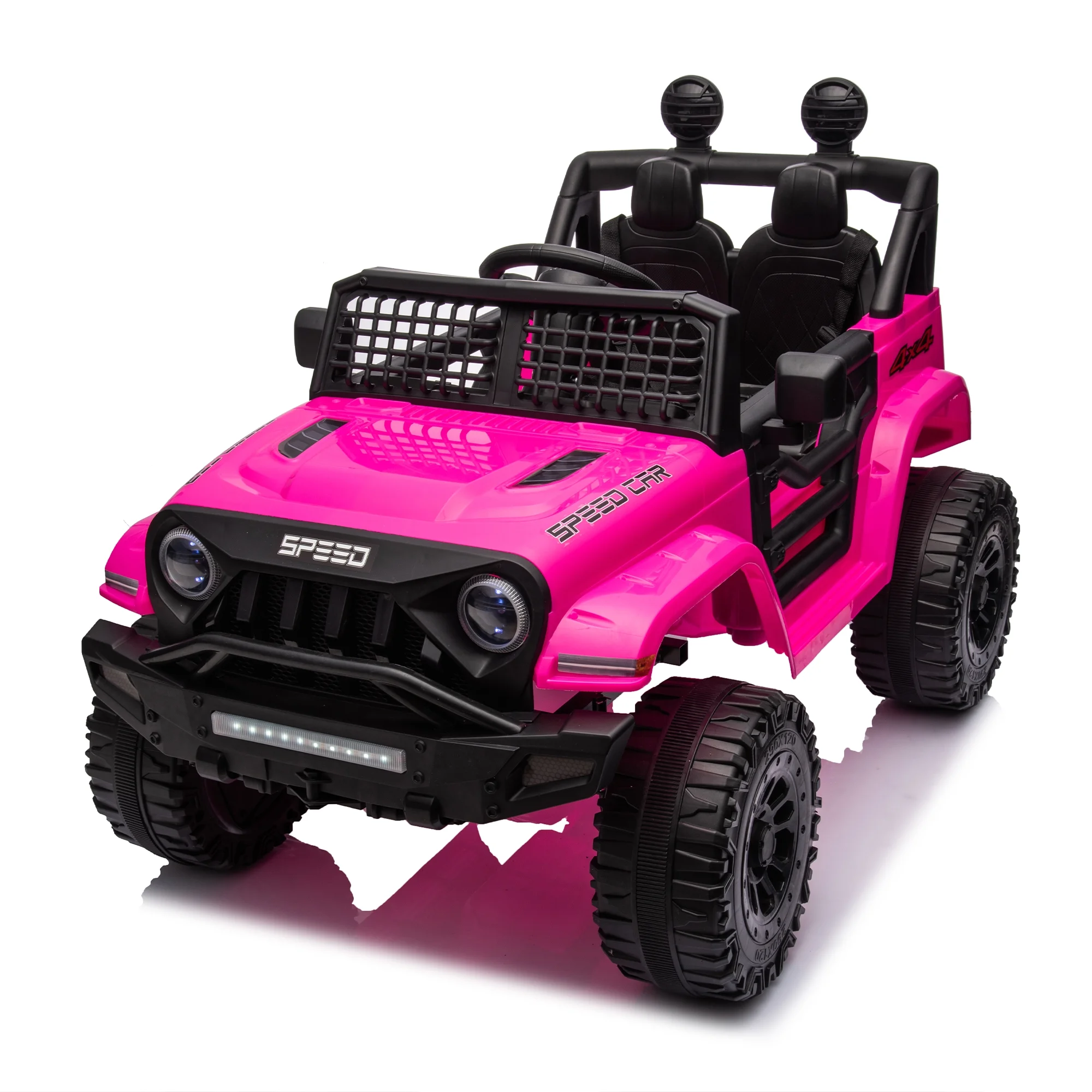 Kids Ride on Truck with Parents Remote Control, 12V 7A Battery Powered Electric Car Vehicle Toy with 3 Speed, USB, MP3, Bluetooth, LED Light, Safety Belt, Electric Car for Kids (Black) - Womvr