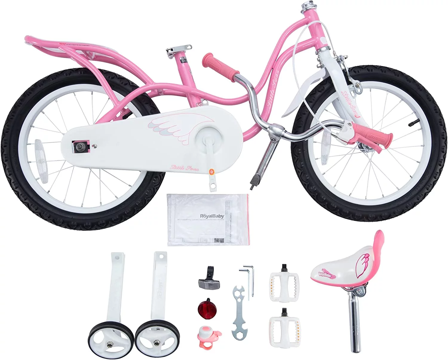 Royalbaby Little Swan Red 14 Girl's Bicycle with Training Wheels and Basket - Womvr