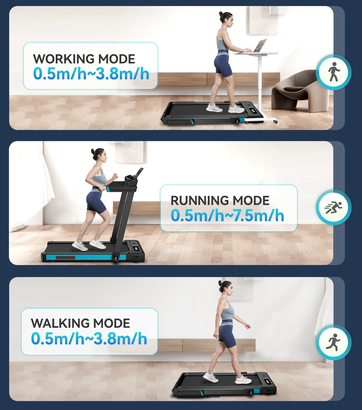 TOSSFD 2.5HP Folding Treadmill with Display Screen Electric Running Walking Machine for Home Fitness R46201 - Womvr