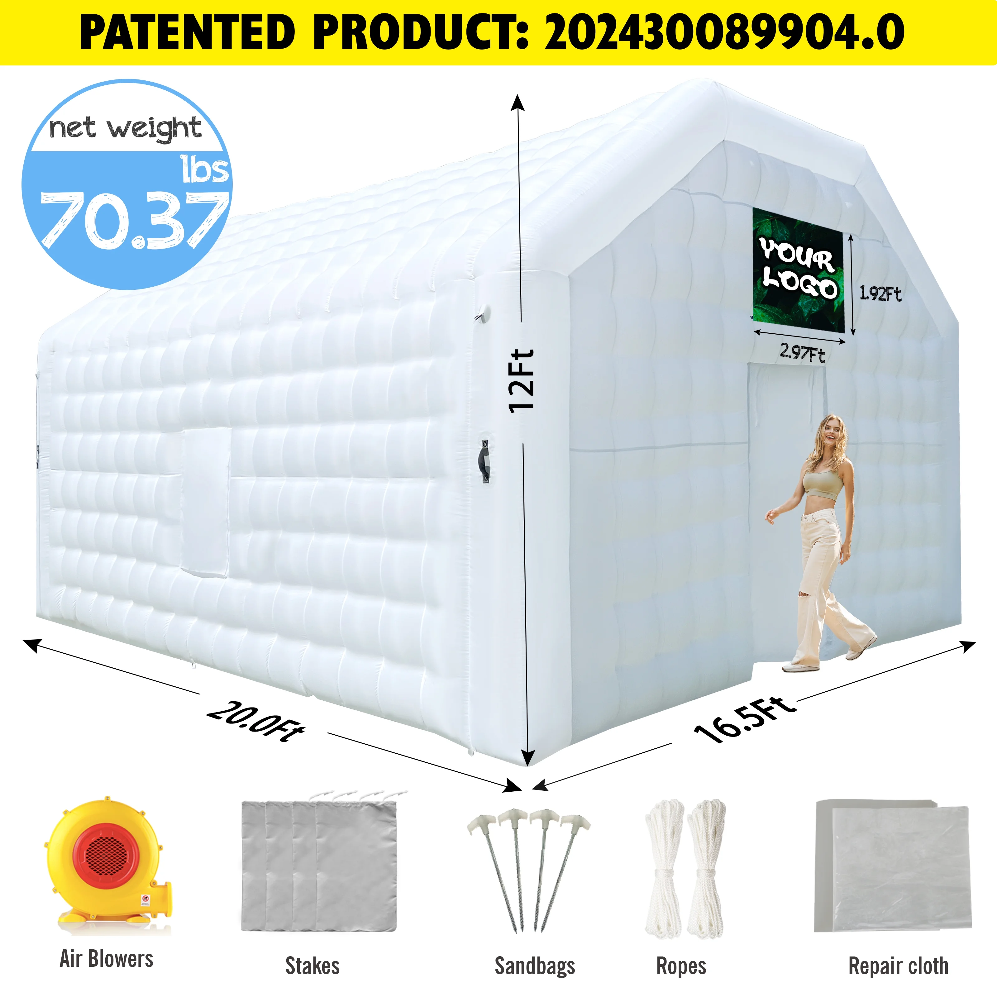 WARSUN Large Black Inflatable Night Club 30x20x13Ft Inflatable Party Tent with Logo Area Disco Cube Gazebo Event House - Womvr