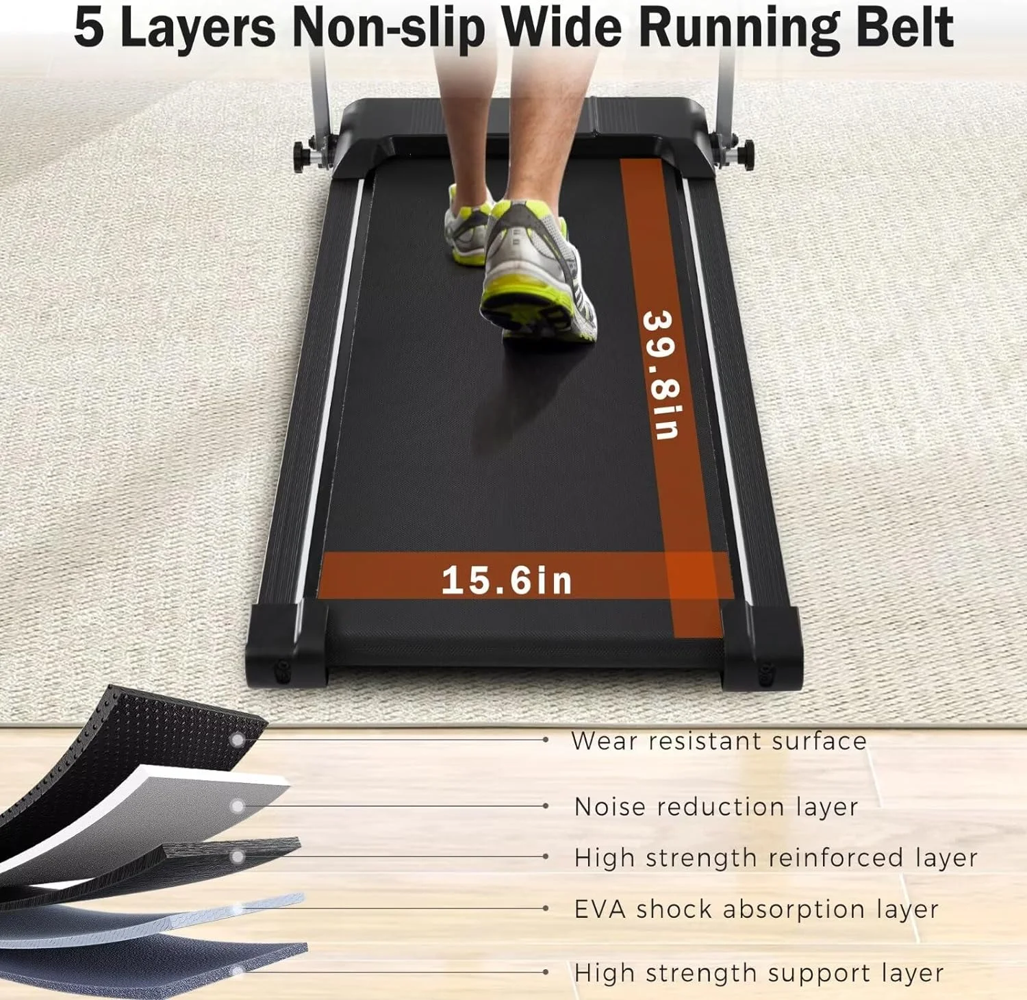 Folding Electric Treadmill Motorized Running Machine with Bluetooth Speaker 12 Perset Programs Walking Jogging Treadmill for Office Home Gym,Max Wight 300lb - Womvr