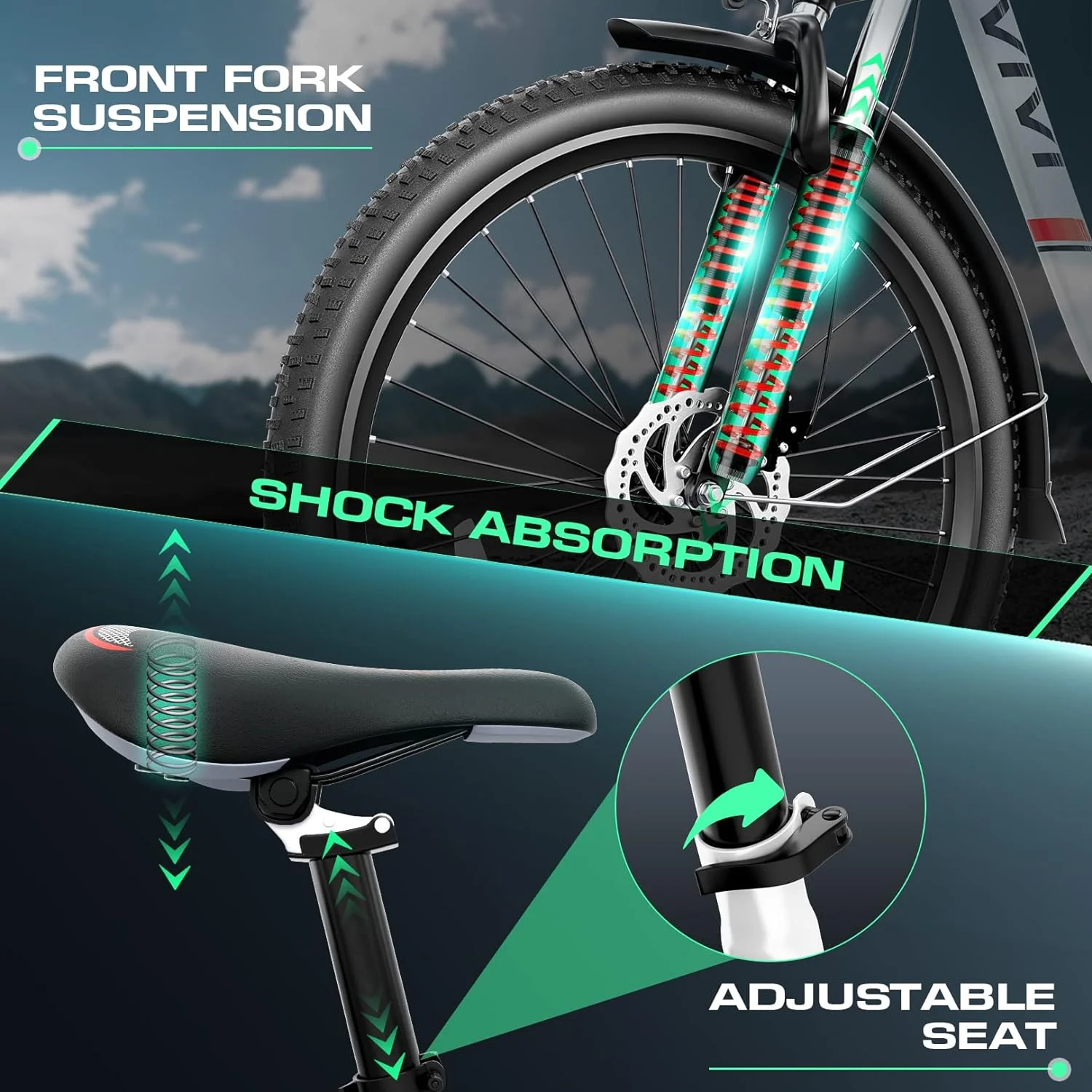 Vivi Electric Bike 26'' Electric Bike for Adults 500W Electric Bike with 48V Removable Battery, Electric Commuter Cruiser Bike 20MPH & 50 Mile City Electric Bike with Cruise Control - Womvr