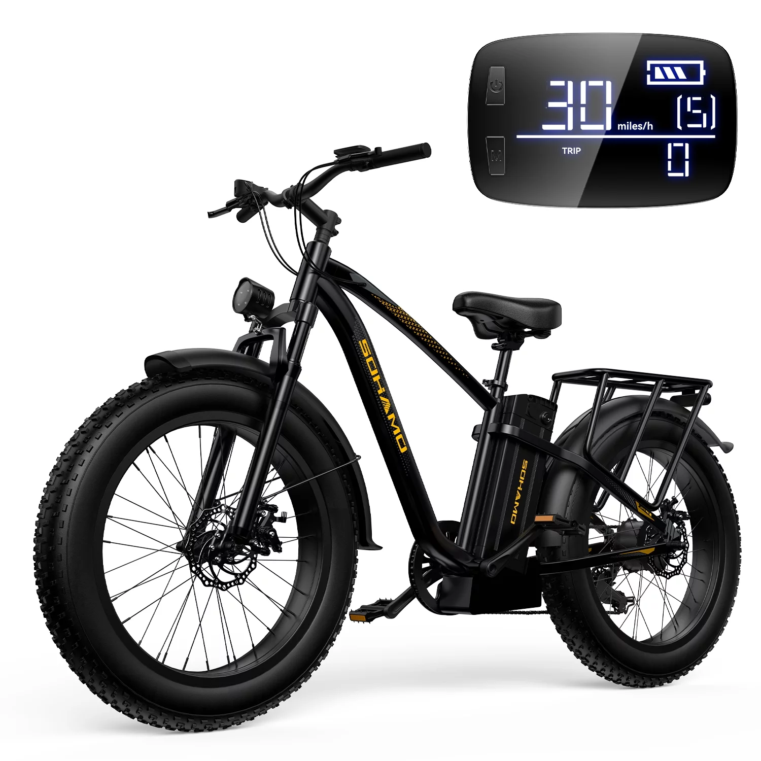 SOHAMO Electric Bike for Adults 26''x4'' Fat Tire, 750W Mountain E-bike 48V 15Ah Removable Li-Ion Battery, Shimano 7 Speed Gears, Beach/Snow/ Road Bike - Womvr
