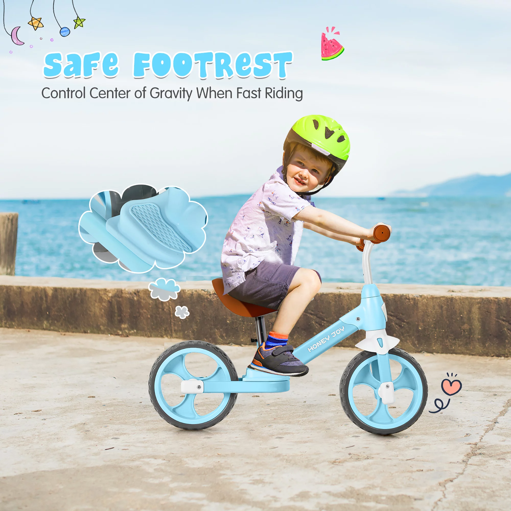 Honey Joy Kids Balance Bike Toddler Training Bicycle w/ Feetrests for 2-5 Years Old Red - Womvr