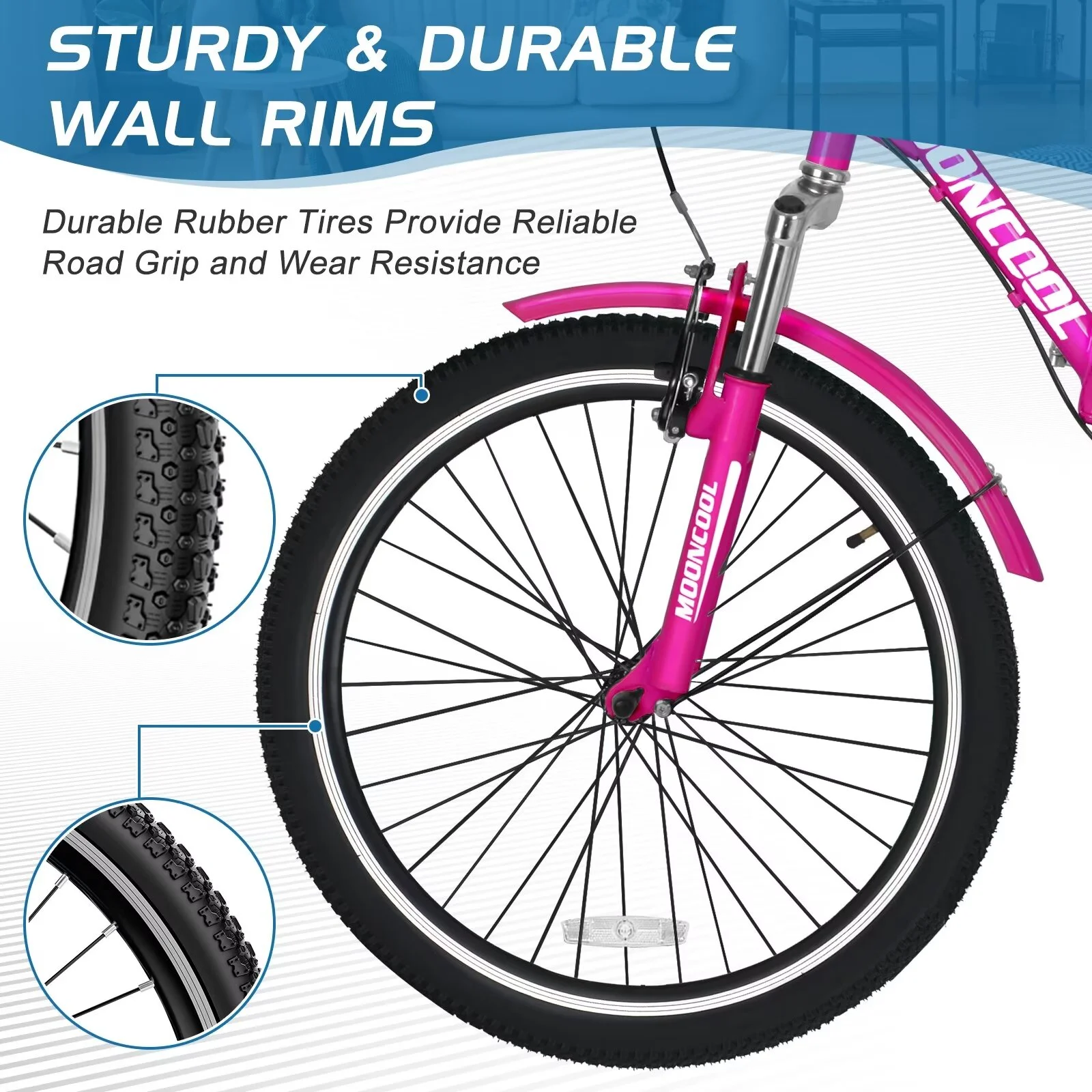 MOPHOTO 20/24/26 inch Adult Tricycle Folding 3 Wheel Cruiser Bikes 7 Speed, Portable and Foldable Trikes with Cargo Basket for Men & Women Outdoor Cycling, Purple - Womvr