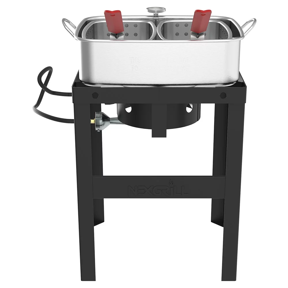 Nexgrill 18 Qt. Aluminum Fish Fryer w/ Double Basket, Perfect Outdoor Deep Fryer, Boiler, & Portable Cooker - Womvr