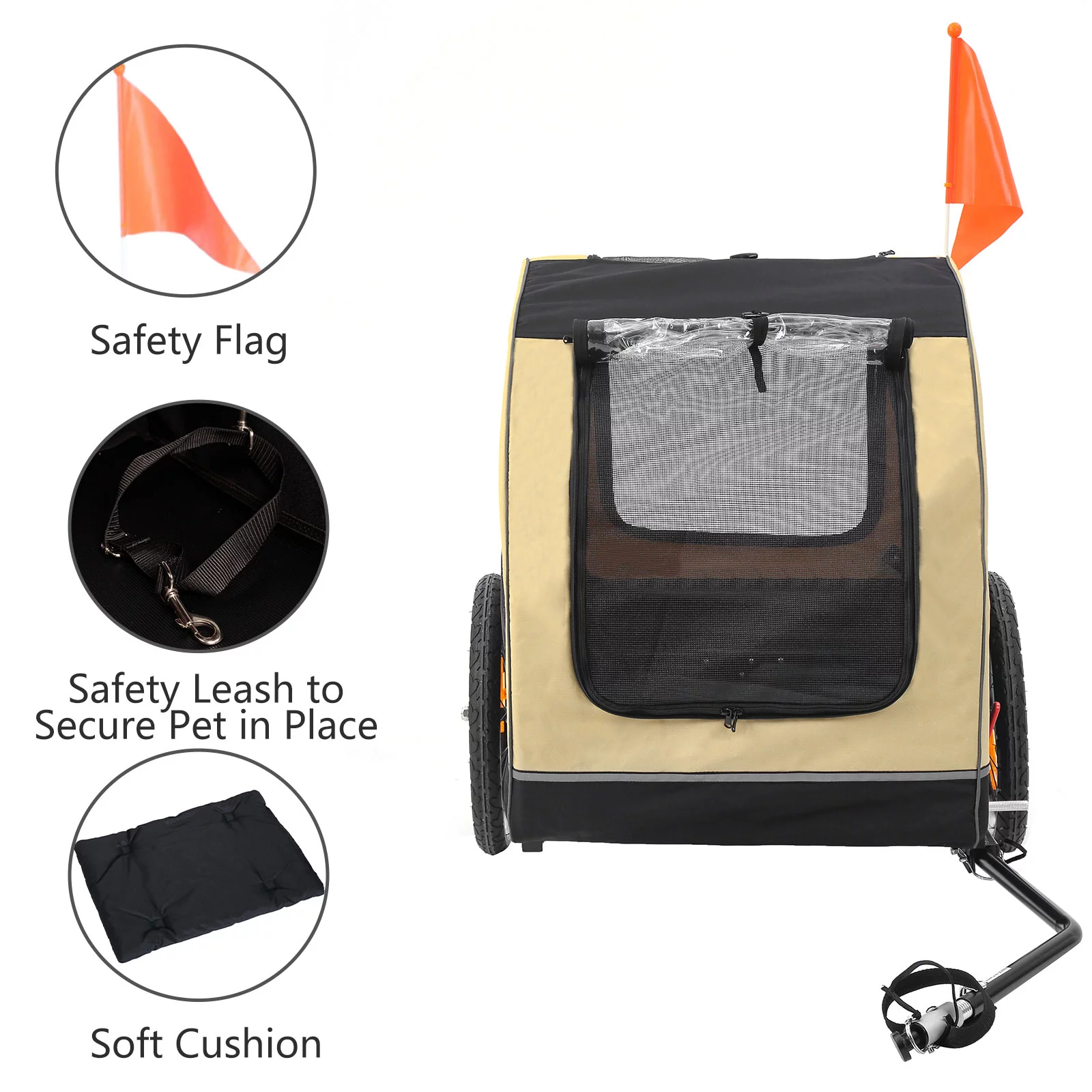 MOJAY Foldable Dog Bike Trailer with Rear Entrance for Small and Medium Pets Under 88 lbs, Outdoor Bike Trailer, Green - Womvr