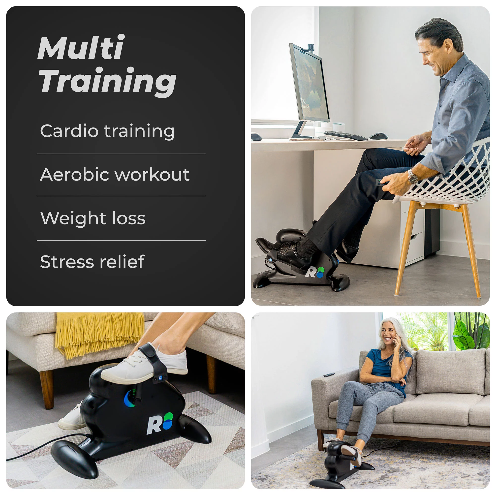 REATHLETE CYCLO Compact Under Desk Electric Pedal Exerciser with Remote - Womvr