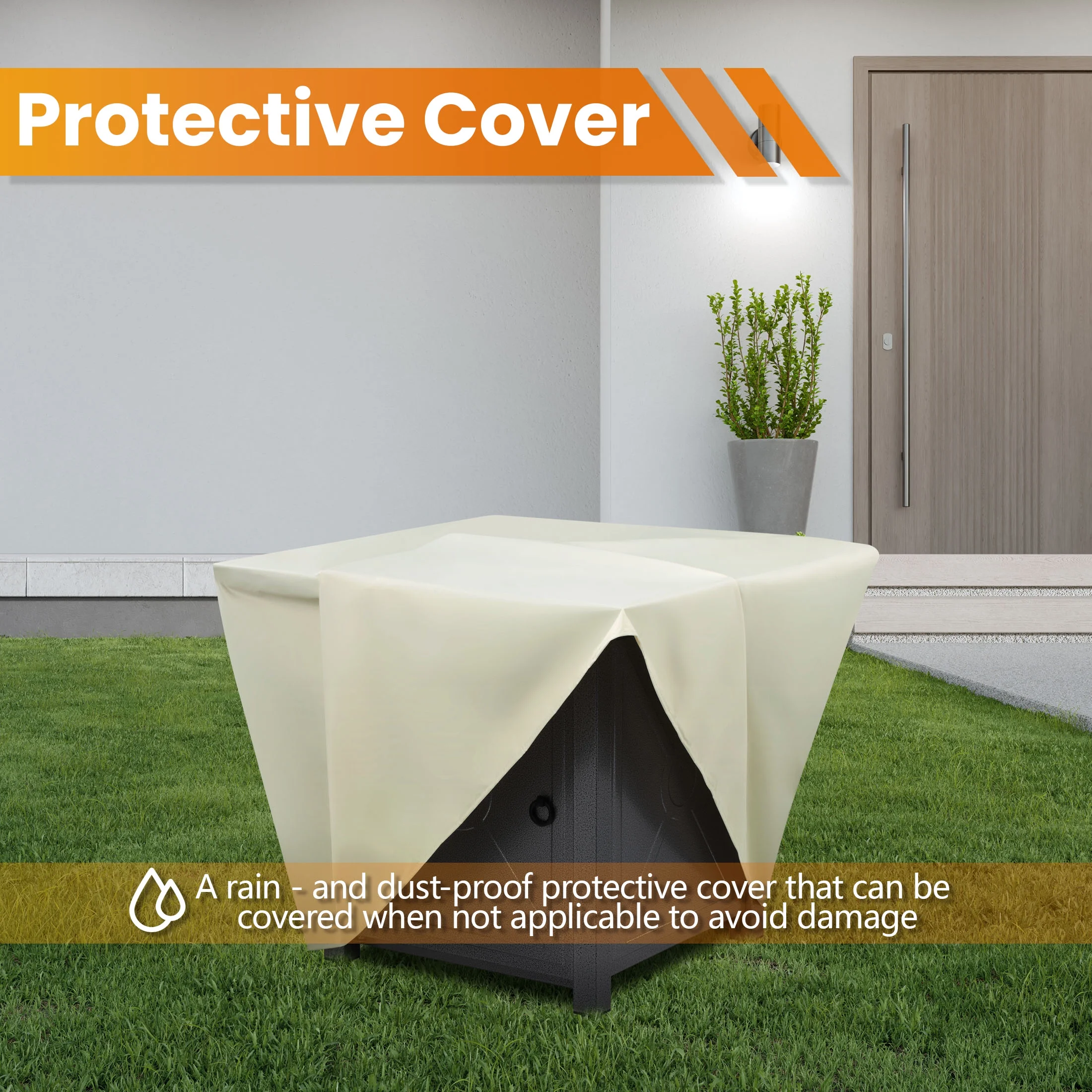 Auseo 28in Square Outdoor Fire Pit -Propane Metal Stove with Lava Rocks , 40000 BTU Heat Output, for Picnics/Bonfires/Patio Gardens - Womvr