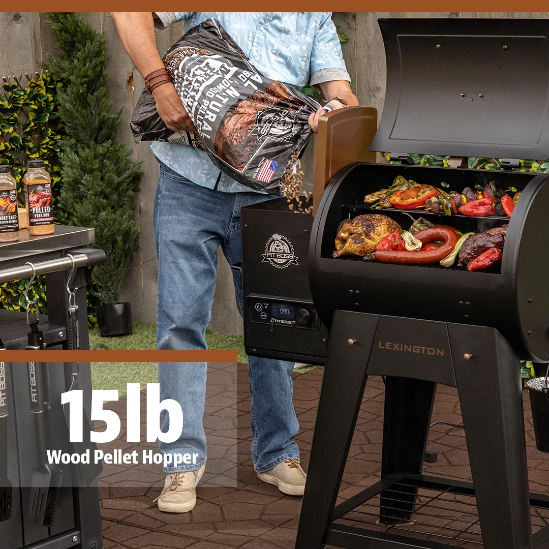 Pit Boss Lexington 500 Sq in Wood Fired Pellet Grill and Smoker �C Onyx Series - Womvr