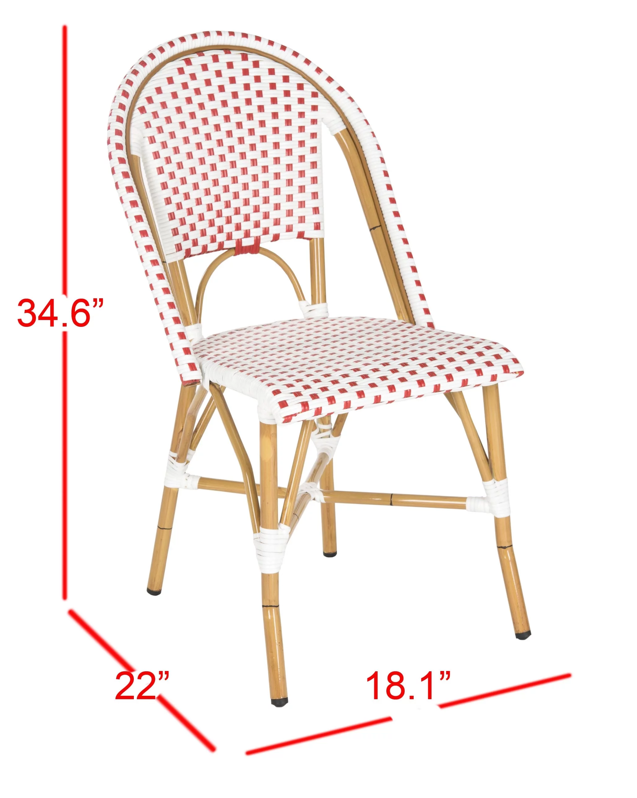 SAFAVIEH Salcha Outdoor French Bistro Side Chair, Blue/White, Set of 2 - Womvr