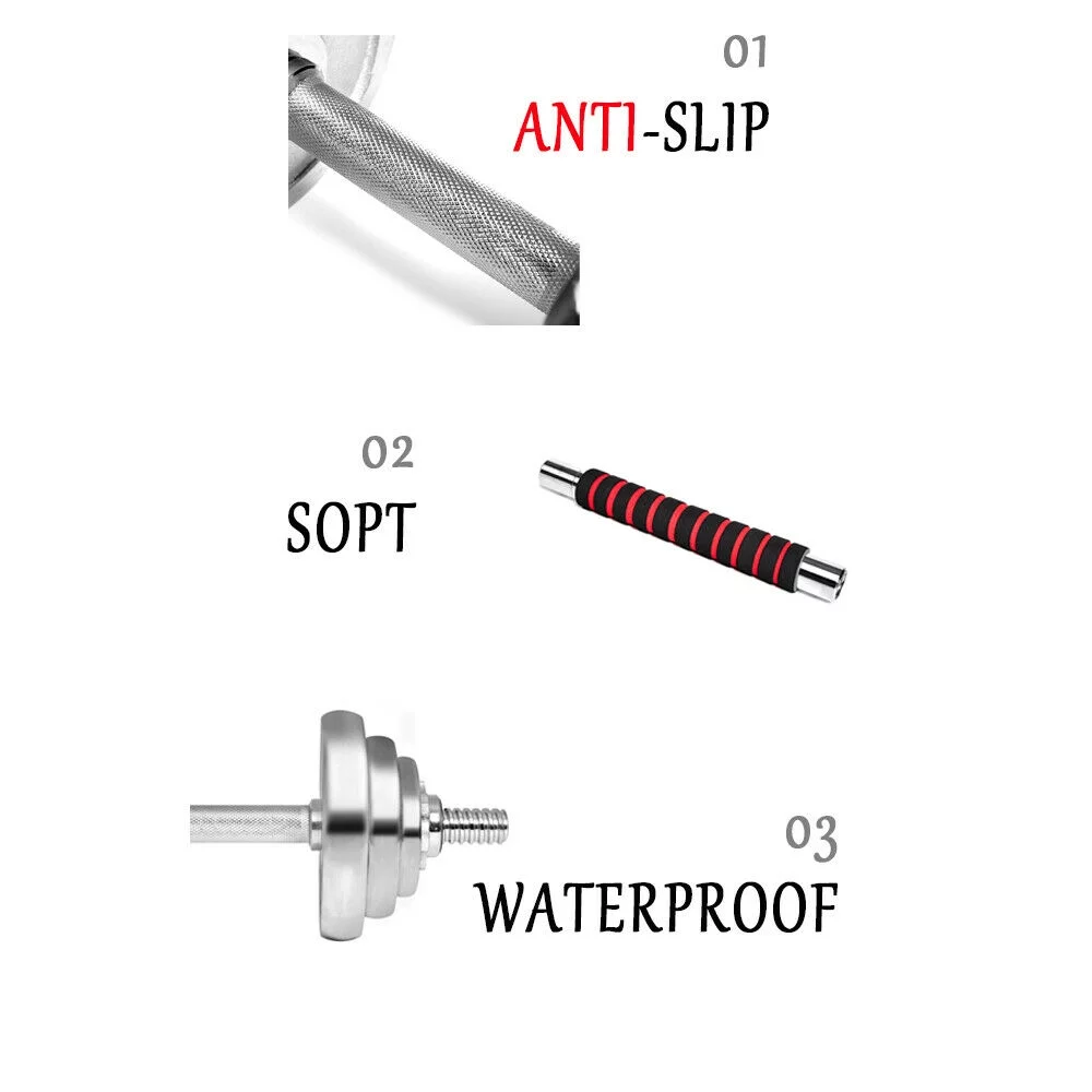 30KG Weight Dumbbell Set Adjustable Cap Gym Barbell Plates Home Body Workout - Womvr