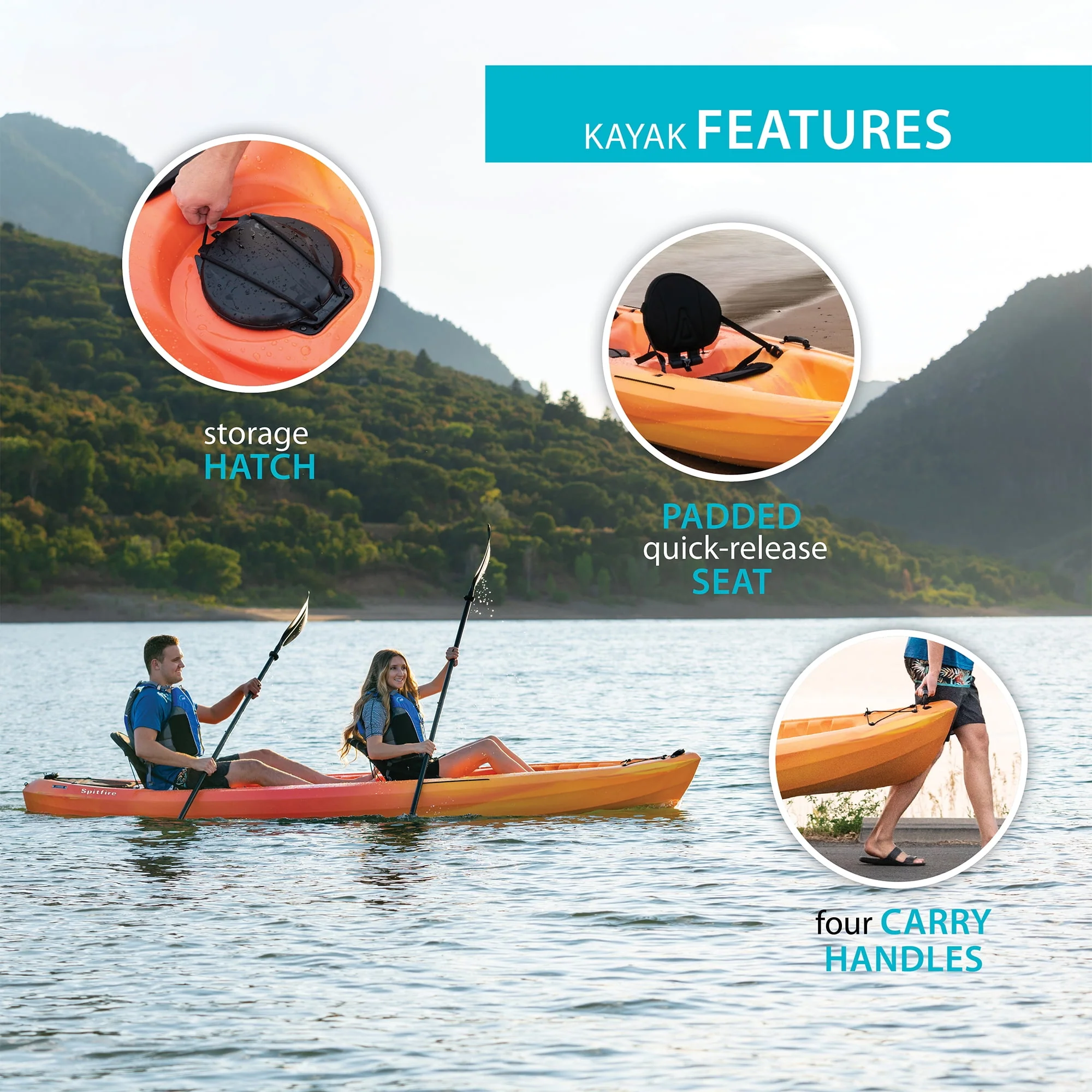Lifetime Spitfire 12T Tandem Kayak, Lime Green - 90476 - Womvr