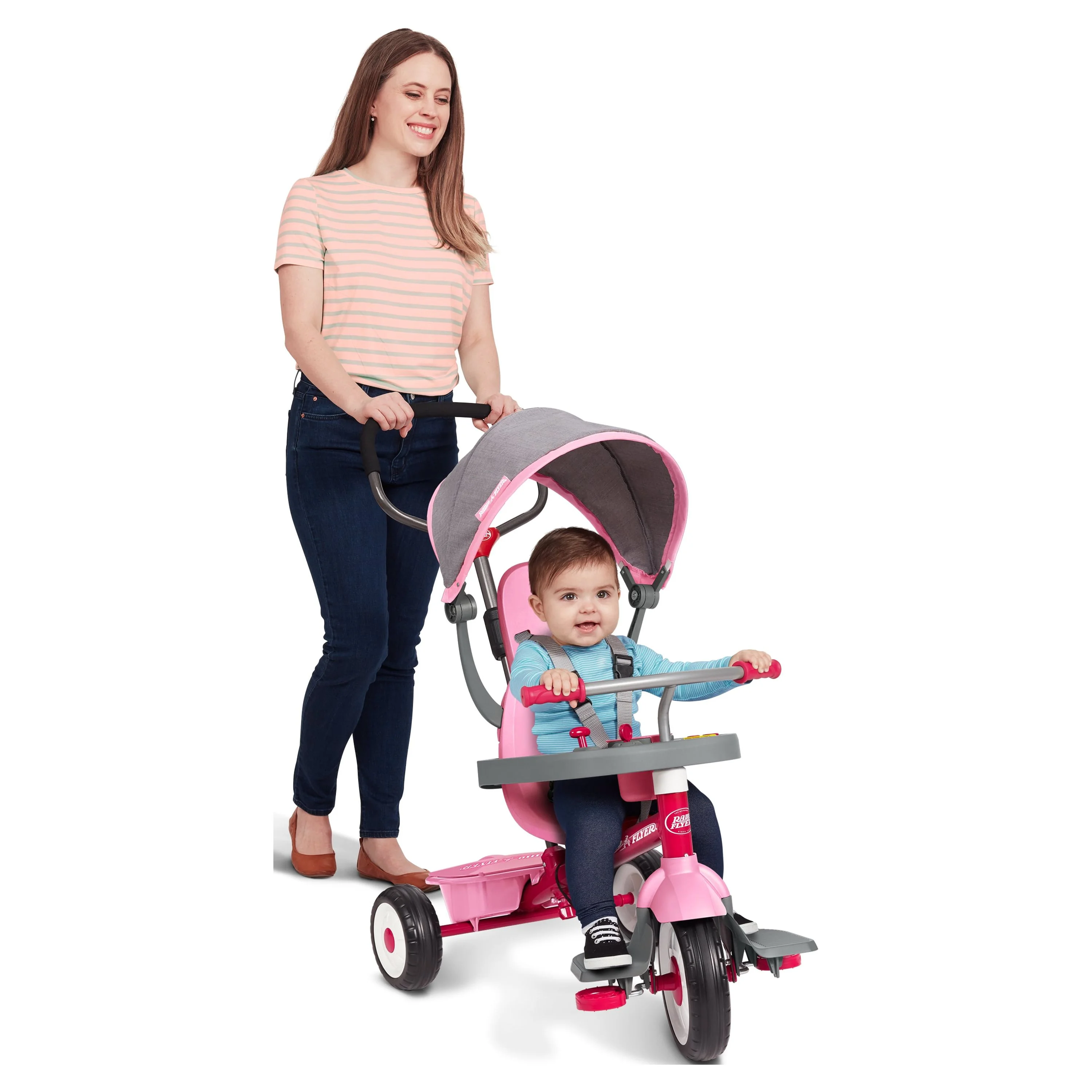 Radio Flyer, 4-in-1 Stroll 'N Trike with Activity Tray, Red & Gray, Convertible Tricycle,  Unisex - Womvr