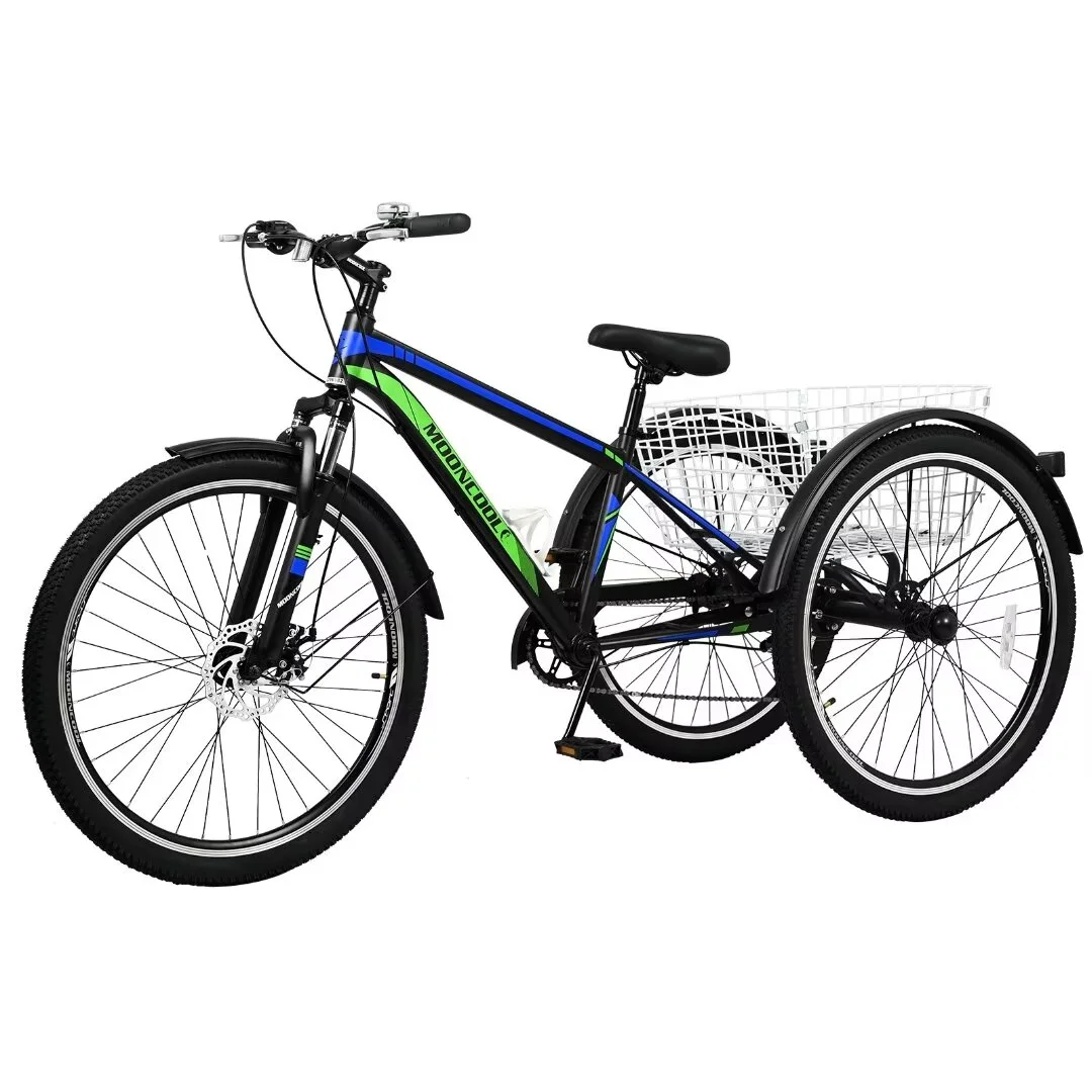 Docred Adult Tricycle, 7 Speed Three Wheel Mountain Bike, 24/26/27.5 inch Adults Trikes ,Load capacity 420 lbs - Womvr