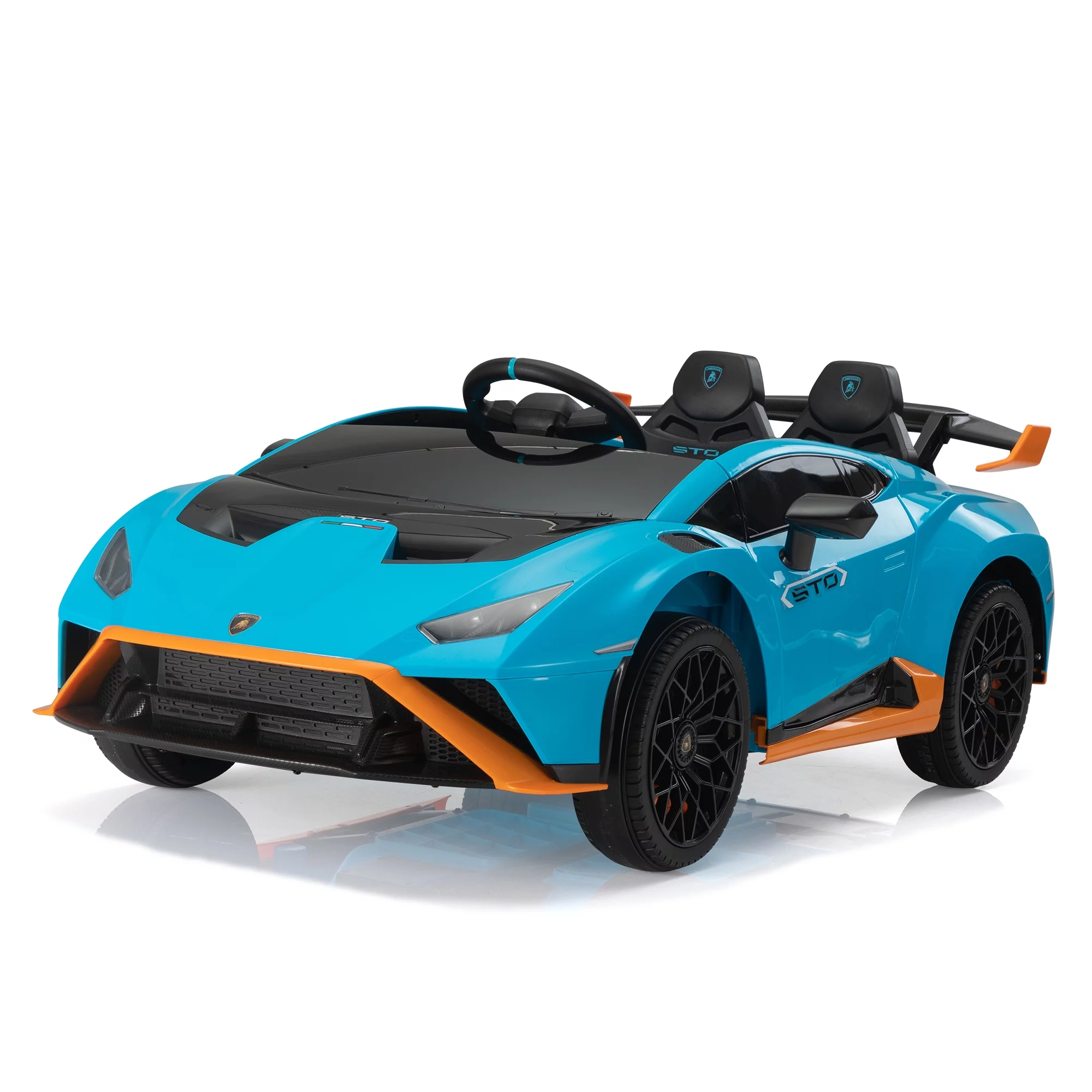 TOBBI 24V Lamborghini STO Licensed Kids Ride on Drift Car Gray Electric Car W/Remote Control LED Lights, up to 10 mph - Womvr