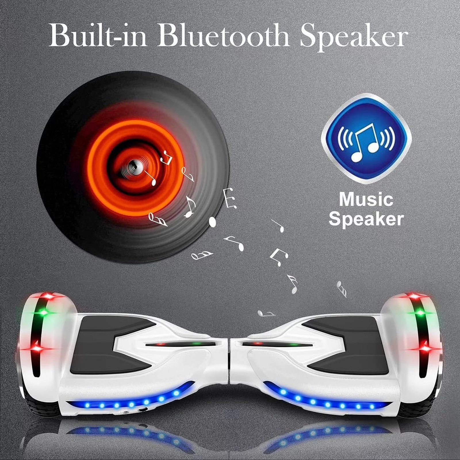 SISIGAD Hoverboard with Seat, 6.5 inch Hoverboard Go Kart Combo with Bluetooth Speaker & LED Lights for Kids Adults - Womvr