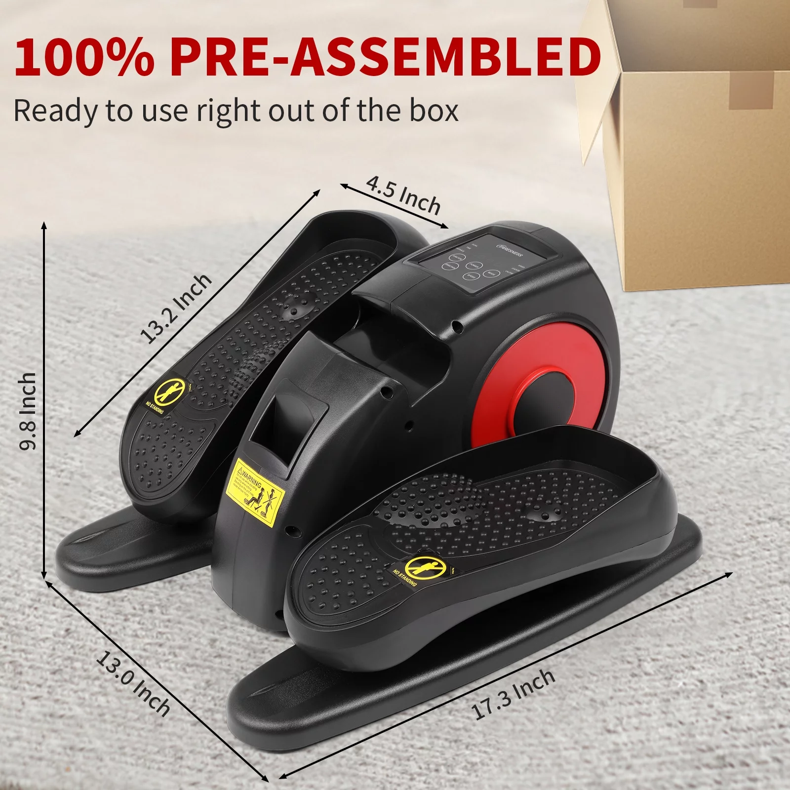 Zimtown Under Desk Electric Elliptical Bike, Pedal Exerciser, Mini Electric Elliptical Machine, Black/Red - Womvr