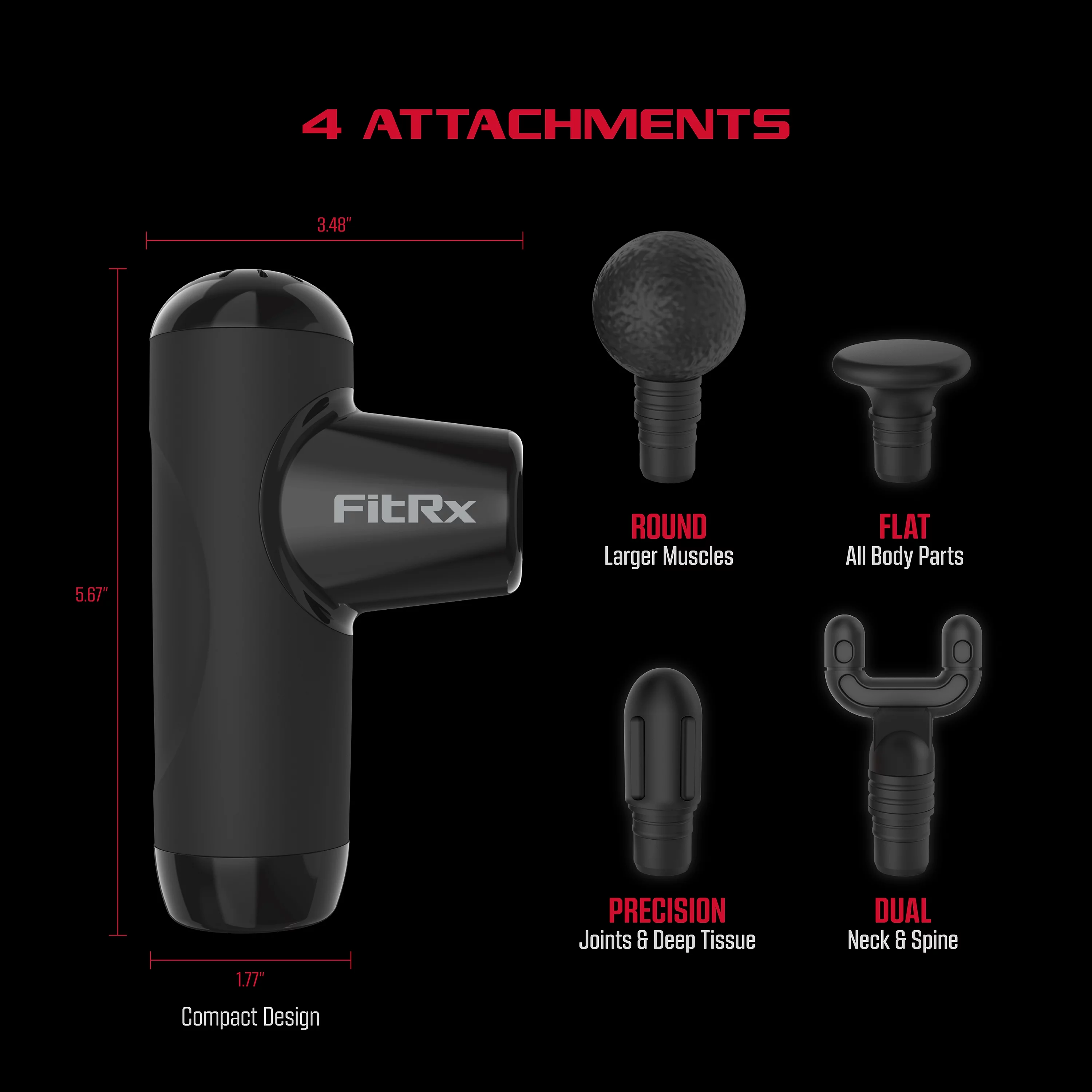 FitRx Mini Pro Neck and Back Massager, Handheld Deep Tissue Muscle Massage Gun - Womvr