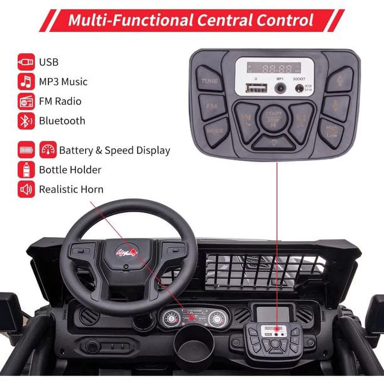 OUTOP Kids 24V Ride on Car with Electric Remote Control Dual Drive Power Ride on Toys 2 Seats SUV Truck Wheels Vehicle - Womvr