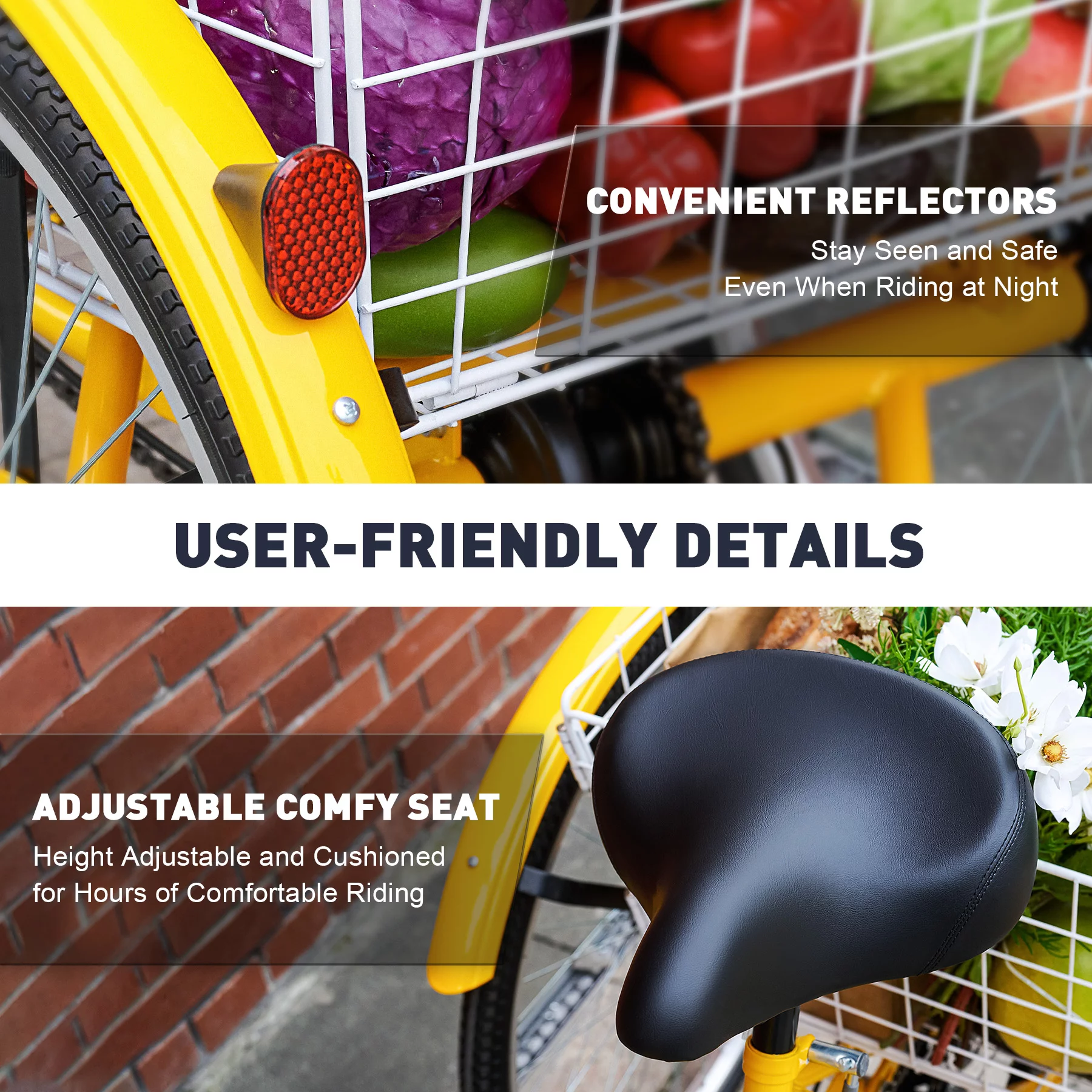 VIRIBUS 26 Inch Adult Tricycle 3 Wheel Bike with 7 Speeds & Basket for Men Women, Black - Womvr