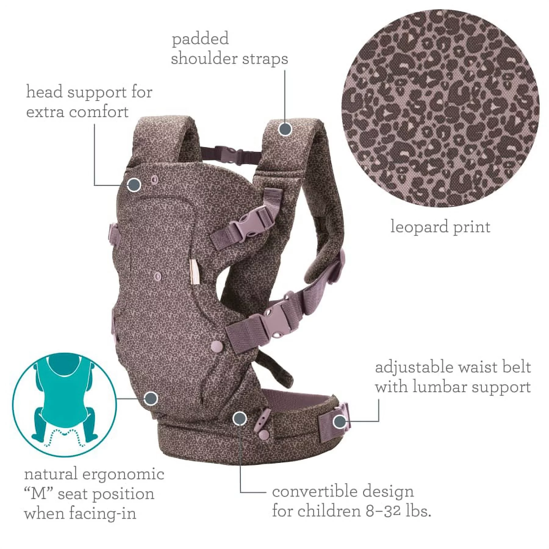 Infantino Nature & Nurture Convertible Baby Carrier, 4-Position, 8-32lbs, 0-9 Months, Sandy Tan - Womvr