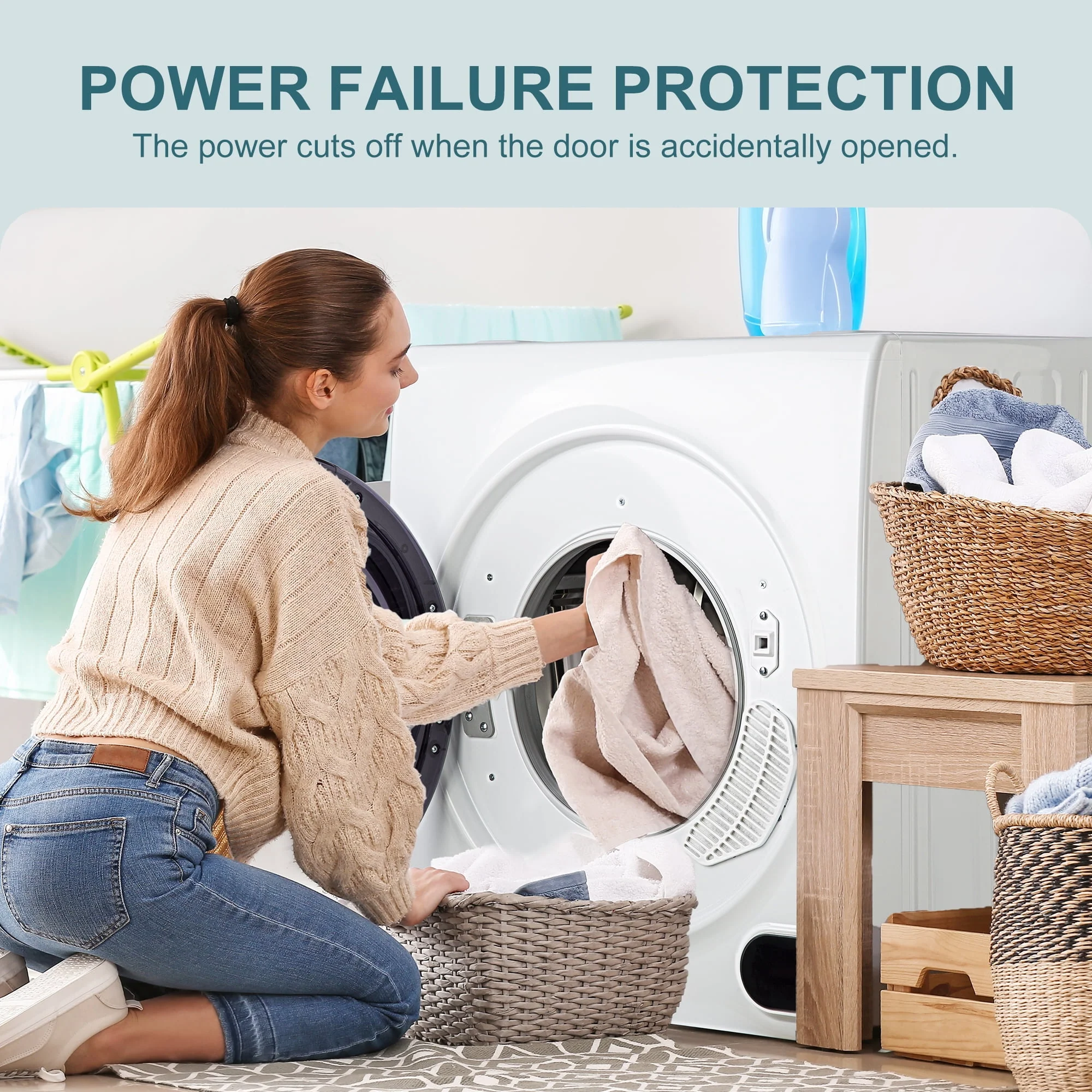 Simzlife 1.6 Cu. ft. Portable Clothes Dryer, Electric Laundry Dryer Machine, 19.5 in W, 23.6 in H - Womvr