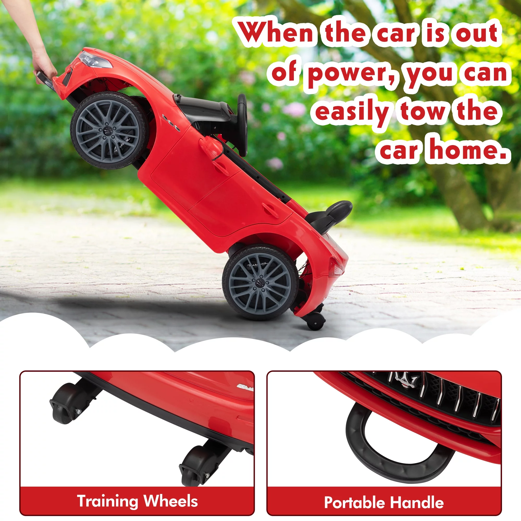 12V Maserati Licensed Kids Ride on Car Battery Powered Toy Car W/ Remote Control LED MP3 USB, Pink - Womvr