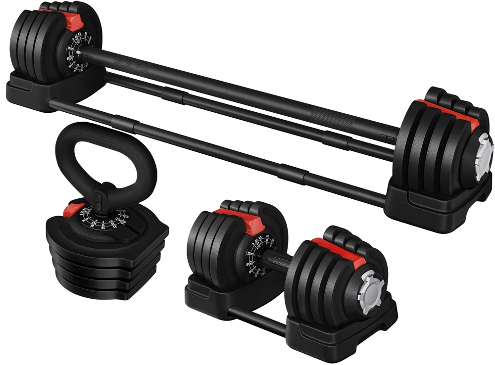 Topeakmart 3-In-1 Dumbbell Weight Set with Anti-Slip Handle, Black - Womvr