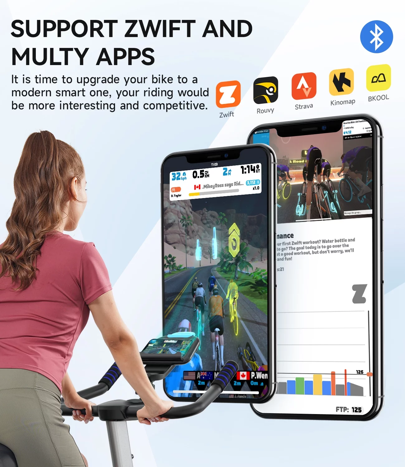 Pooboo Magnetic Exercise Bike Indoor Bluetooth Cycling Bike Home Cardio Workout Stationary Bike  45lbs Heavy-Duty Flywheel Quiet Belt Drive - Womvr