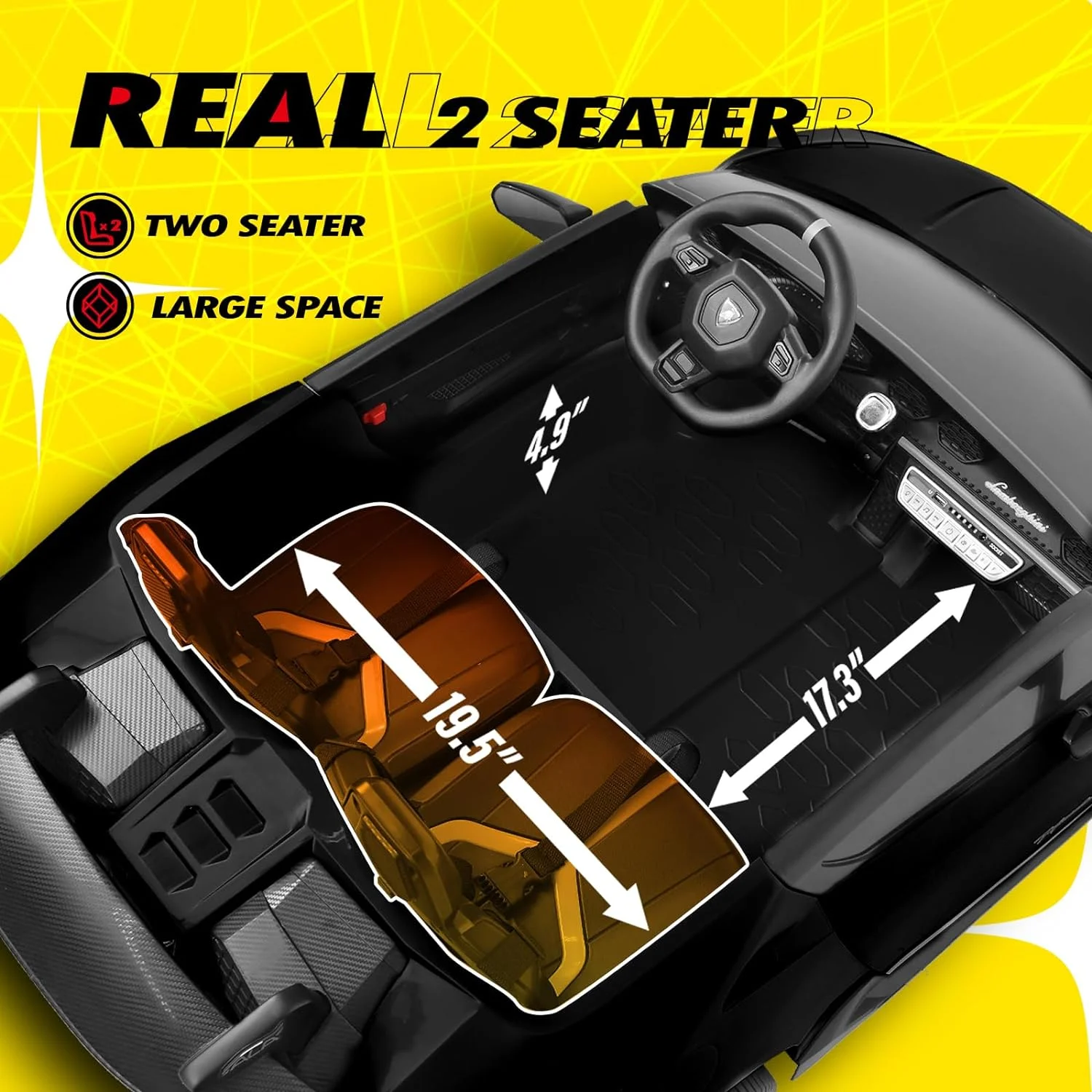 Blitzshark 24 V 2 Seater Kids Ride on Car Licensed Lamborghini Powerful 4WD, with 7AH Battery, Remote Control, Pink - Womvr