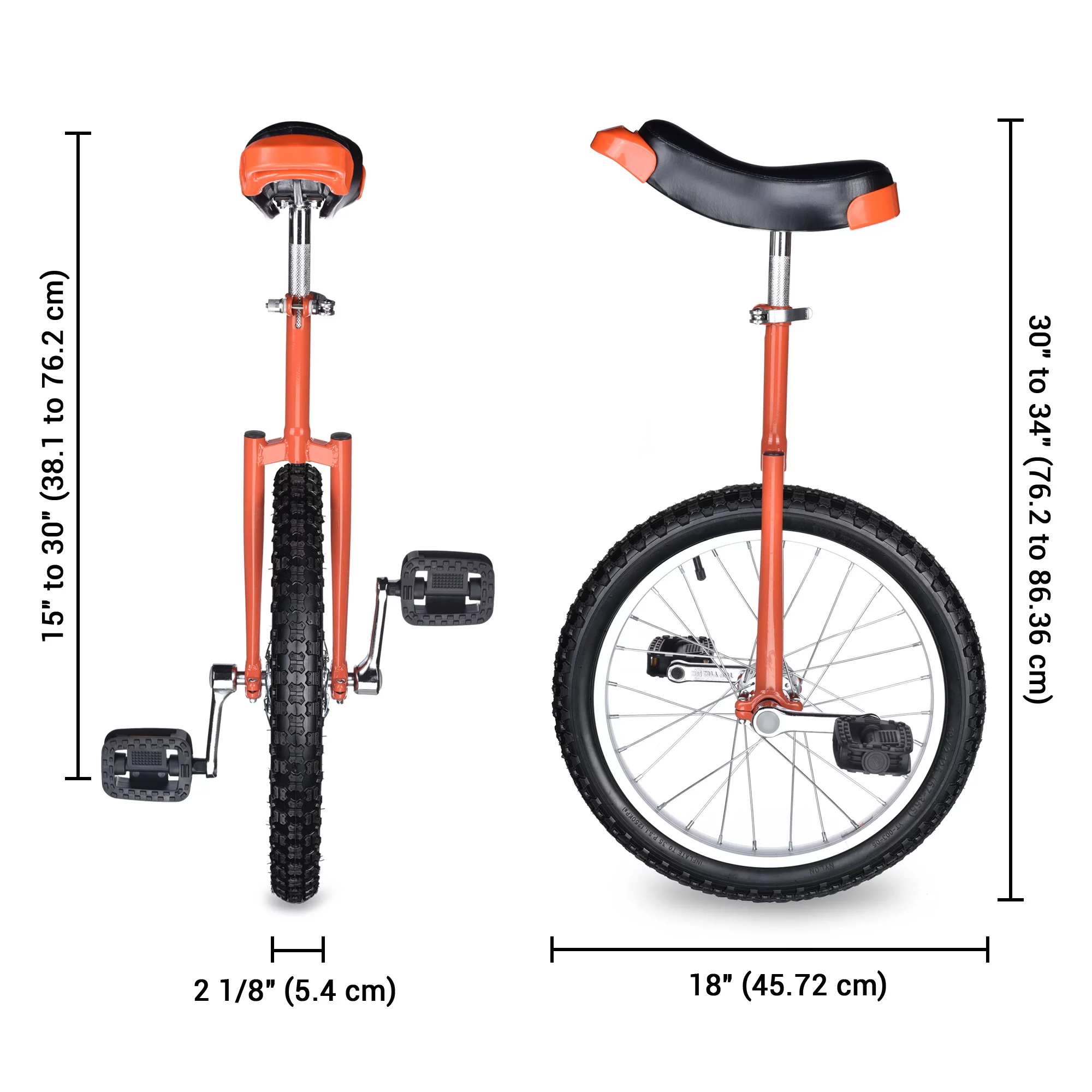 Yescom 18 In Wheel Outdoor Unicycle Skid-proof Tire Fitness Bicycle Balance Training for Adults Teenagers Kids, Silver - Womvr
