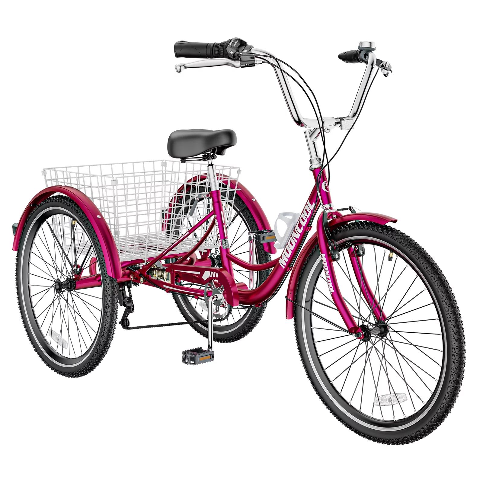 MOPHOTO Adult Tricycle 20/24/26 inch 3 Wheel Bicycle,3 Wheel Bikes for Adults,7 Speed Low Stepover Frame Tricycle with Basket/Bell,3 Wheel Bicycle for Seniors,Women,Men - Womvr