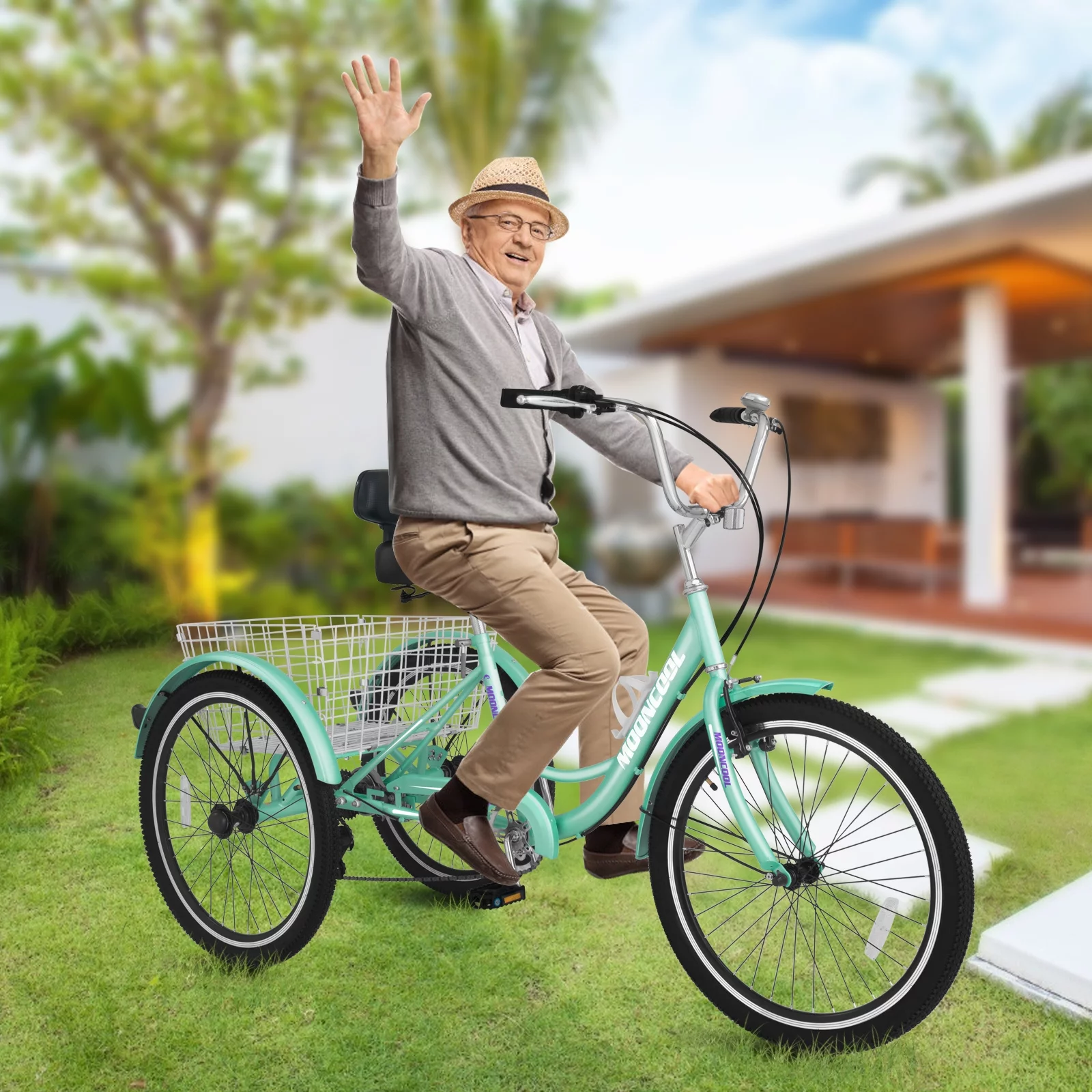 Docred Adult Tricycle 7 Speed 24 Inch Three Wheel Bike Cruiser Trike for Men/Women/Seniors - Womvr